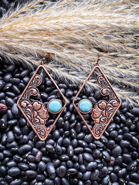 Magnolia Dangle Fashion Earrings - Copper