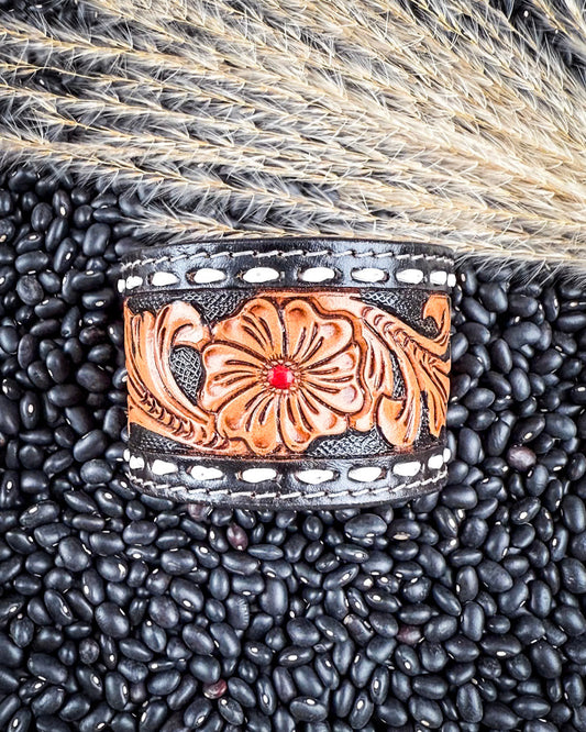 Dust and Petals Tooled Leather Bracelet