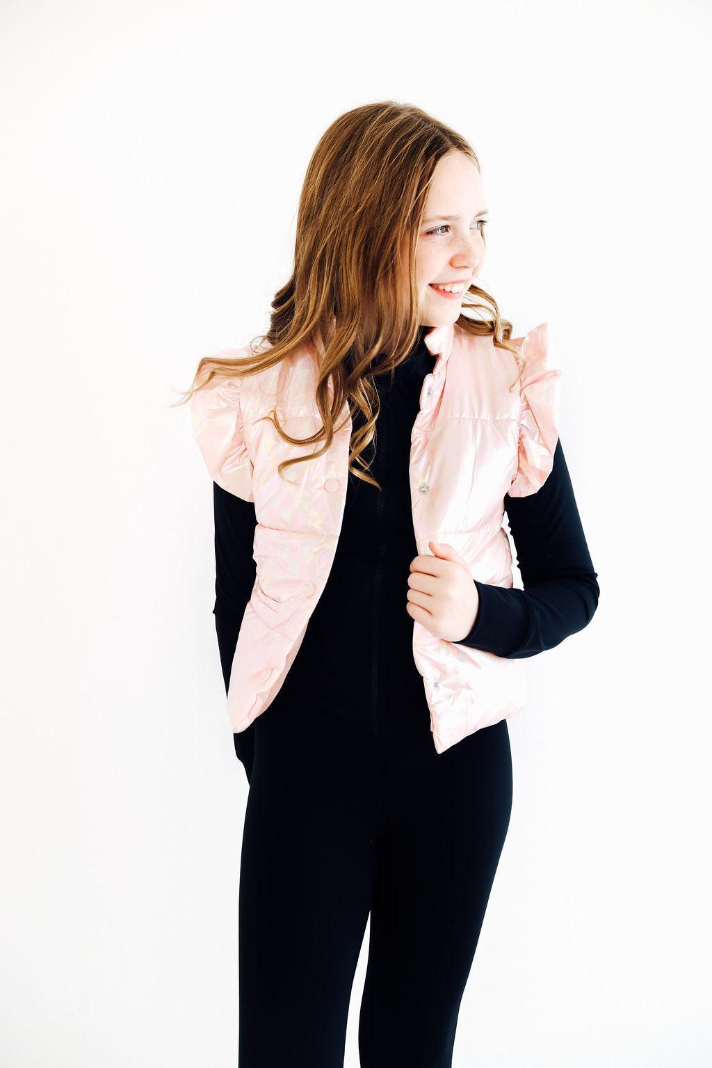 SALE Light Pink Checker Puffer Vest