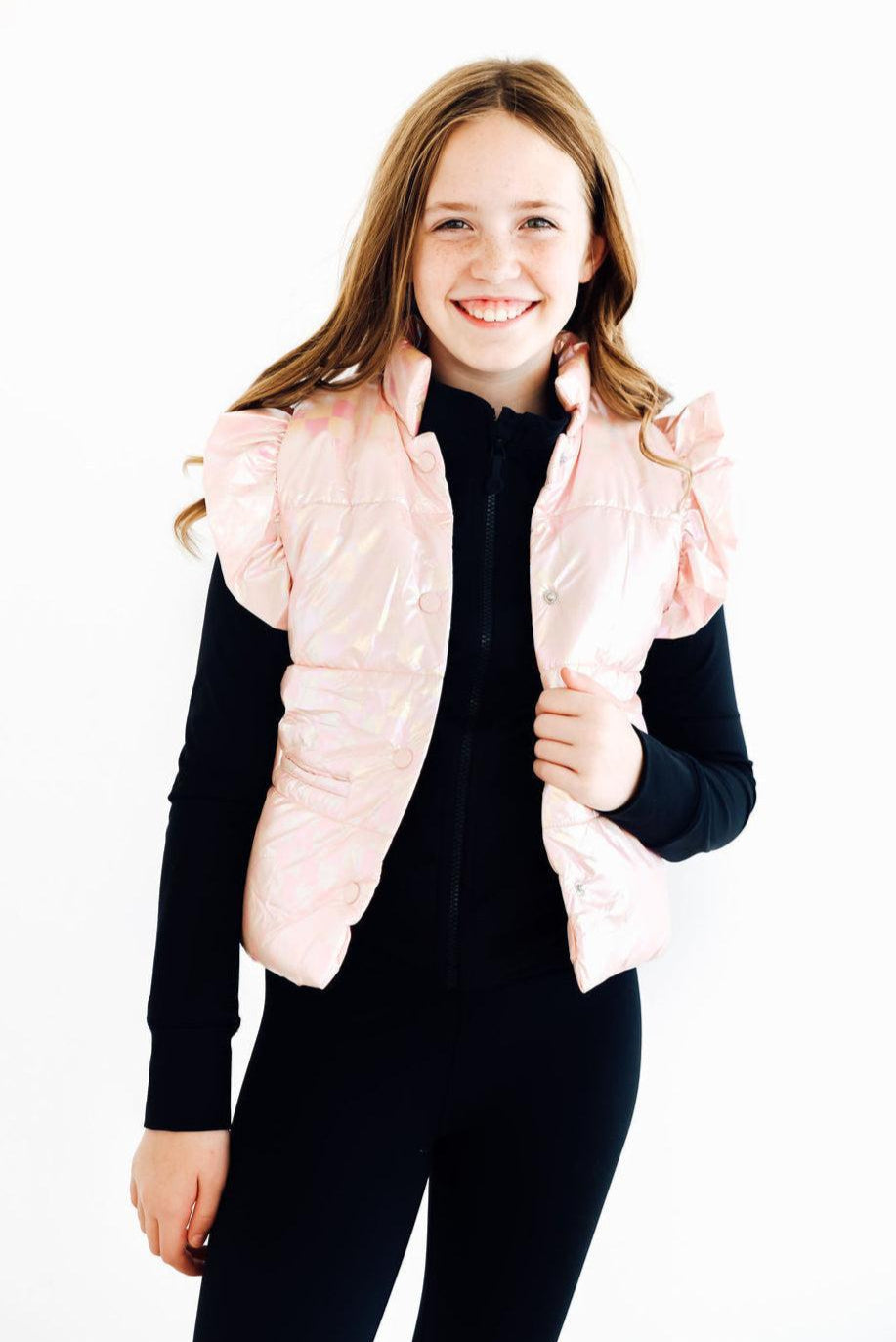 SALE Light Pink Checker Puffer Vest