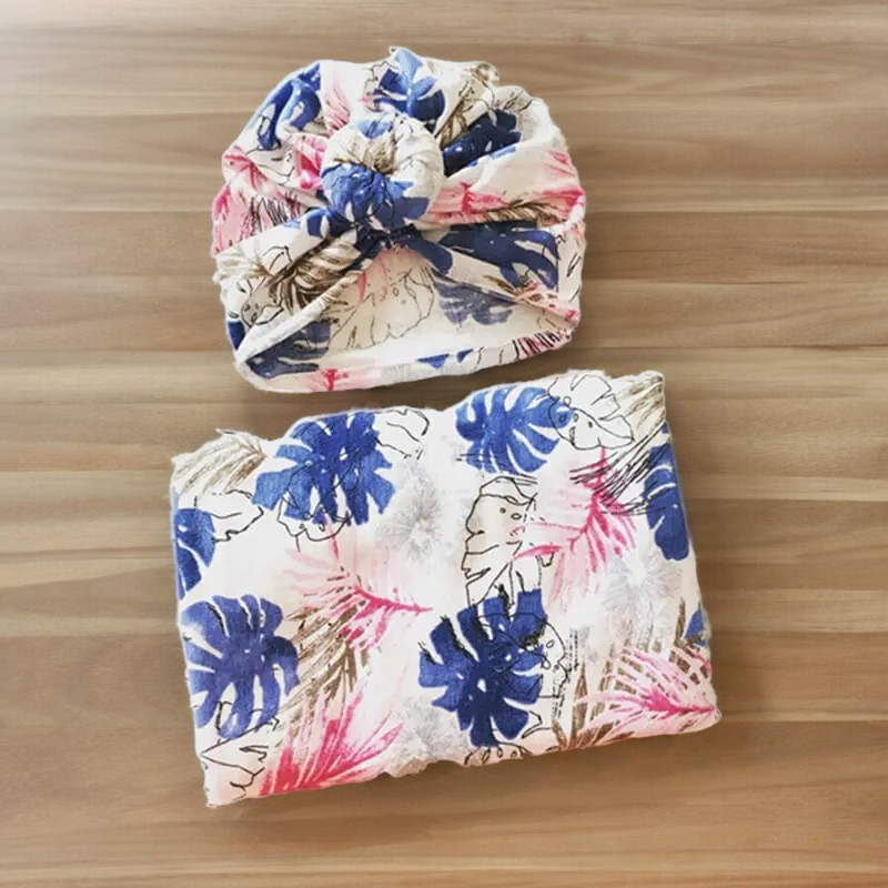 Newborn Floral Swaddle With Hat