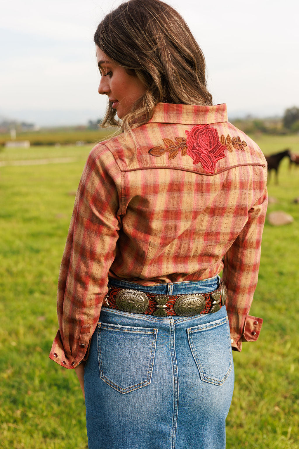Pretty Plaid Cowboy Button Up