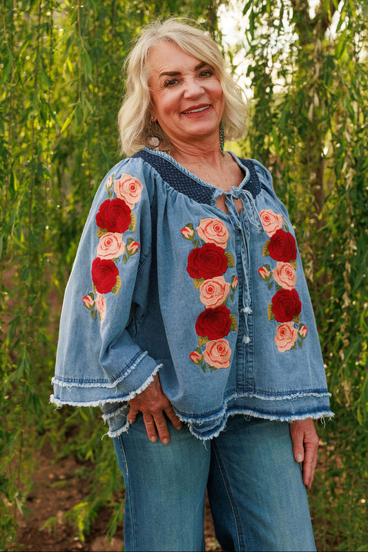 Denim and Rose Top