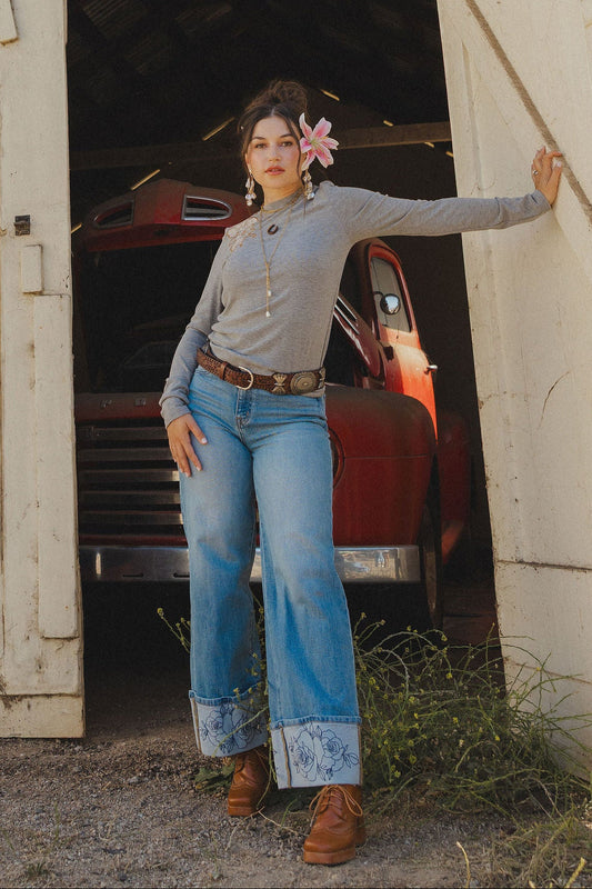 Rowdy Rose Cuff Jeans