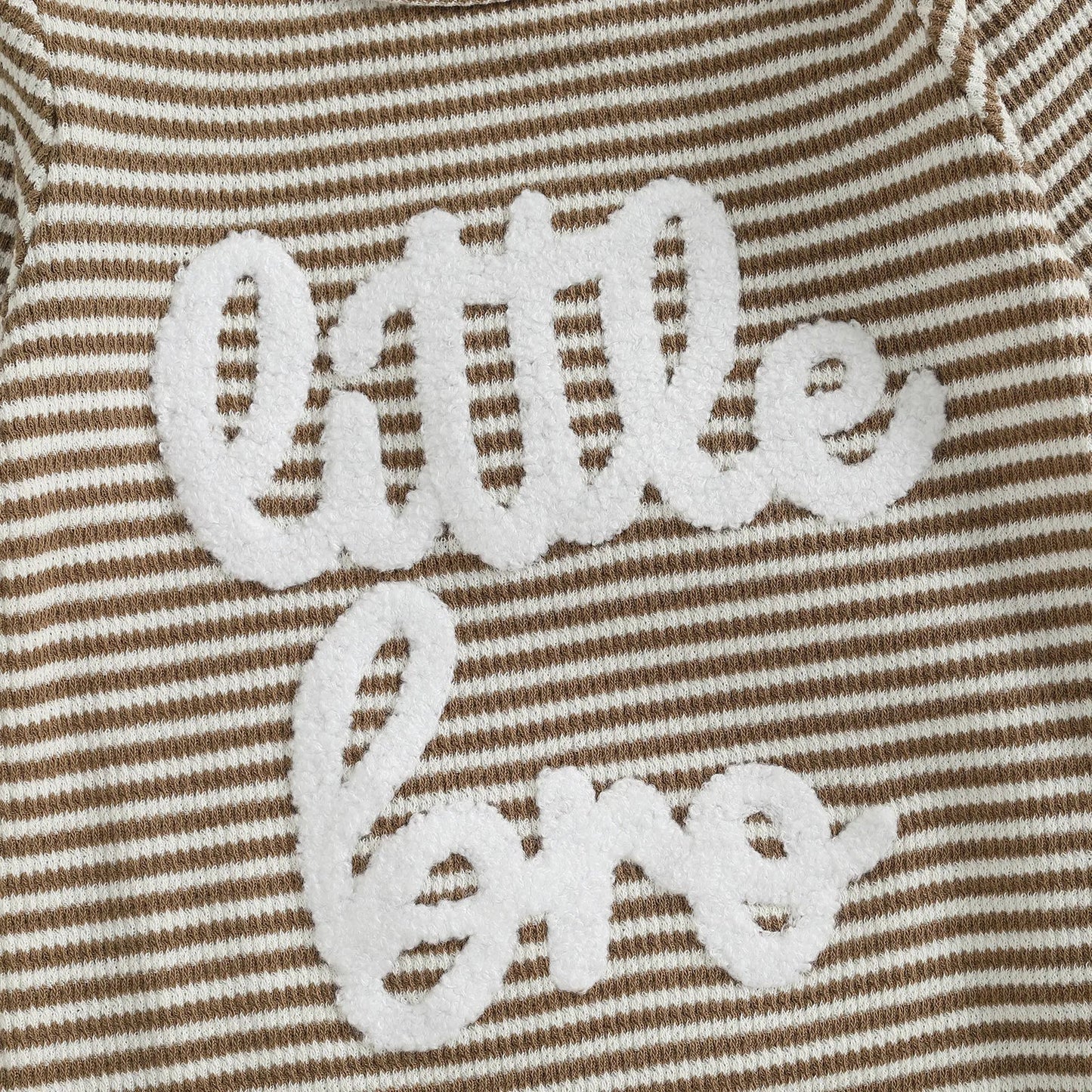 Baby Boys 2Pcs Autumn Striped Jumpsuit Long Sleeve Crewneck Letter Little Bro Embroidery Romper with Hat Set