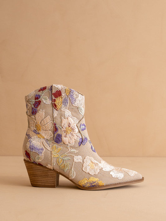 The Wanda | Taupe Floral Appliqué Western Boot *FINAL SALE*