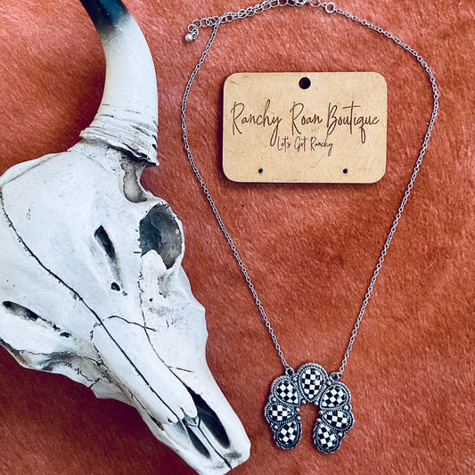 Western Checker Squash Blossom Necklace