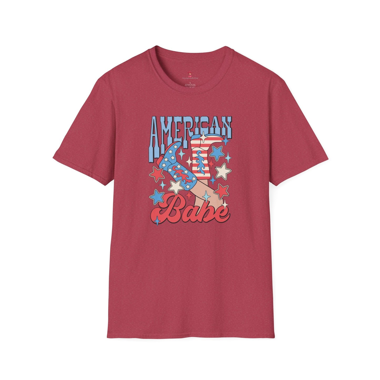 American Babe, 4th of July, Cowgirl, Softstyle T-Shirt - SmorgeousByGina