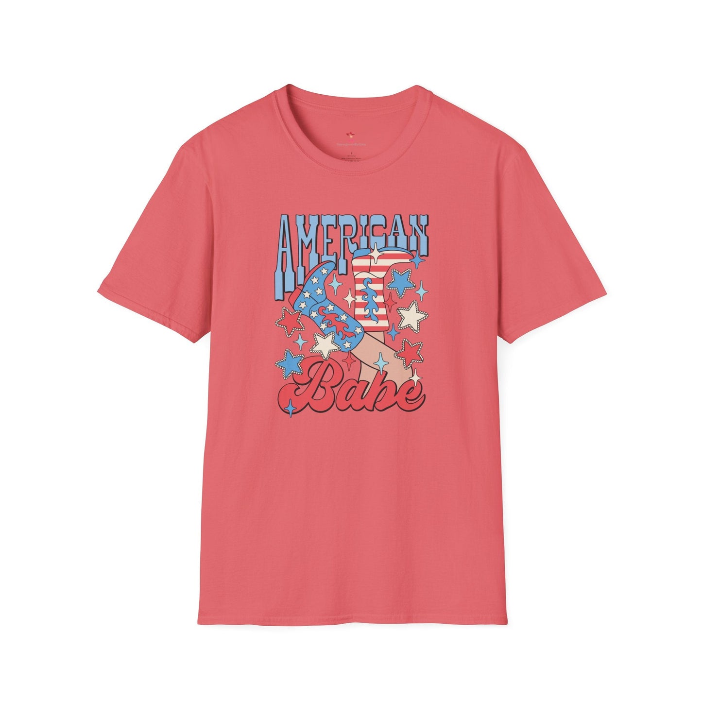 American Babe, 4th of July, Cowgirl, Softstyle T-Shirt - SmorgeousByGina