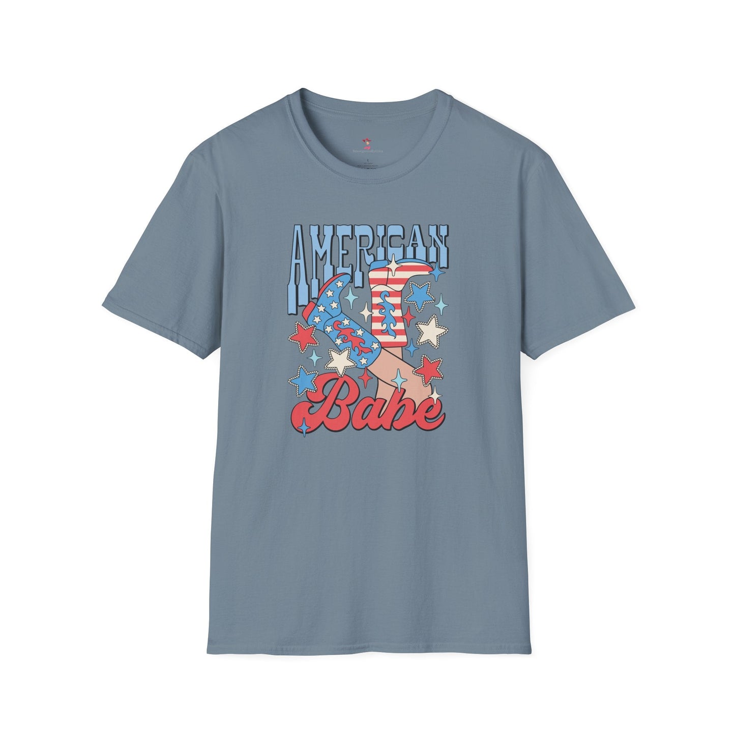 American Babe, 4th of July, Cowgirl, Softstyle T-Shirt - SmorgeousByGina