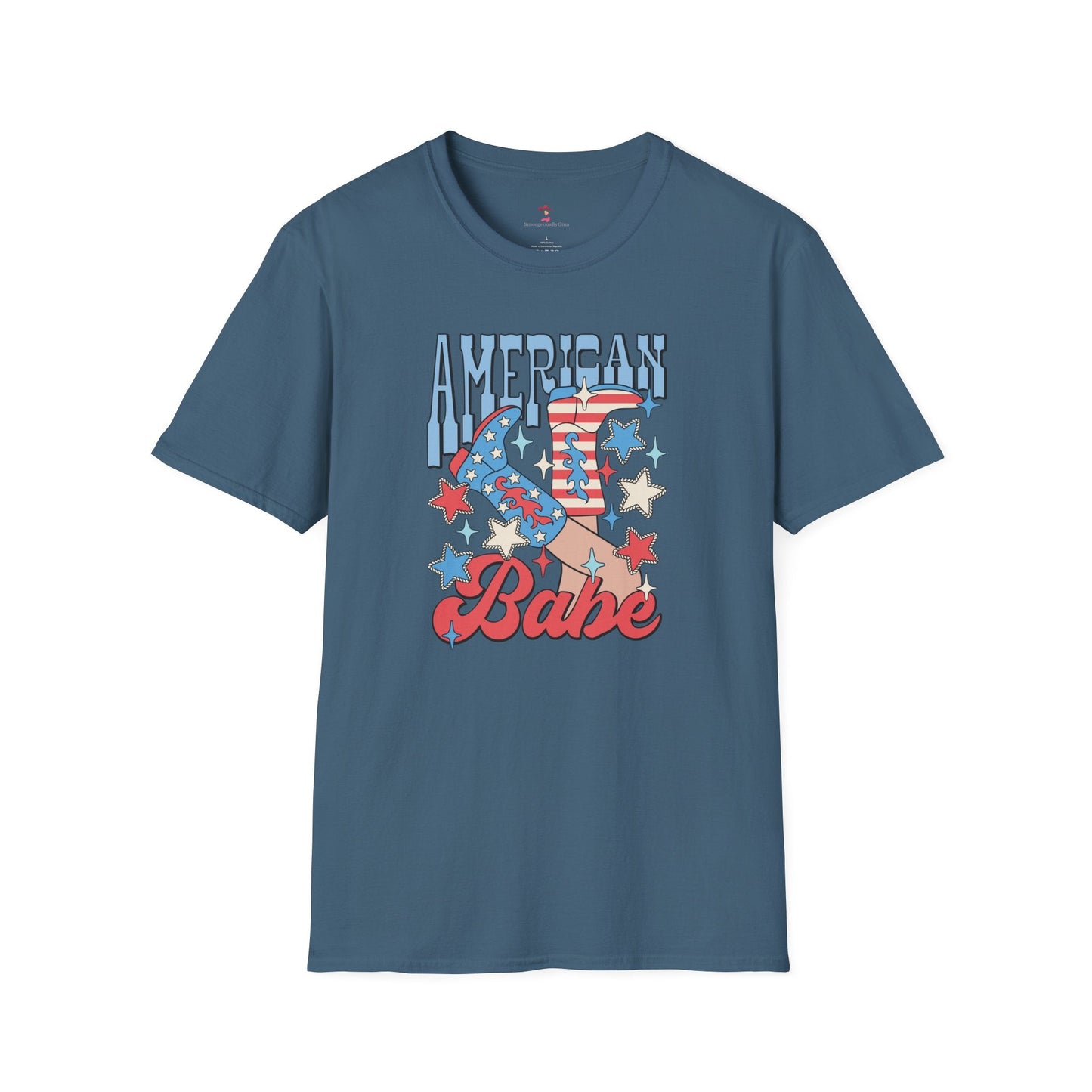 American Babe, 4th of July, Cowgirl, Softstyle T-Shirt - SmorgeousByGina