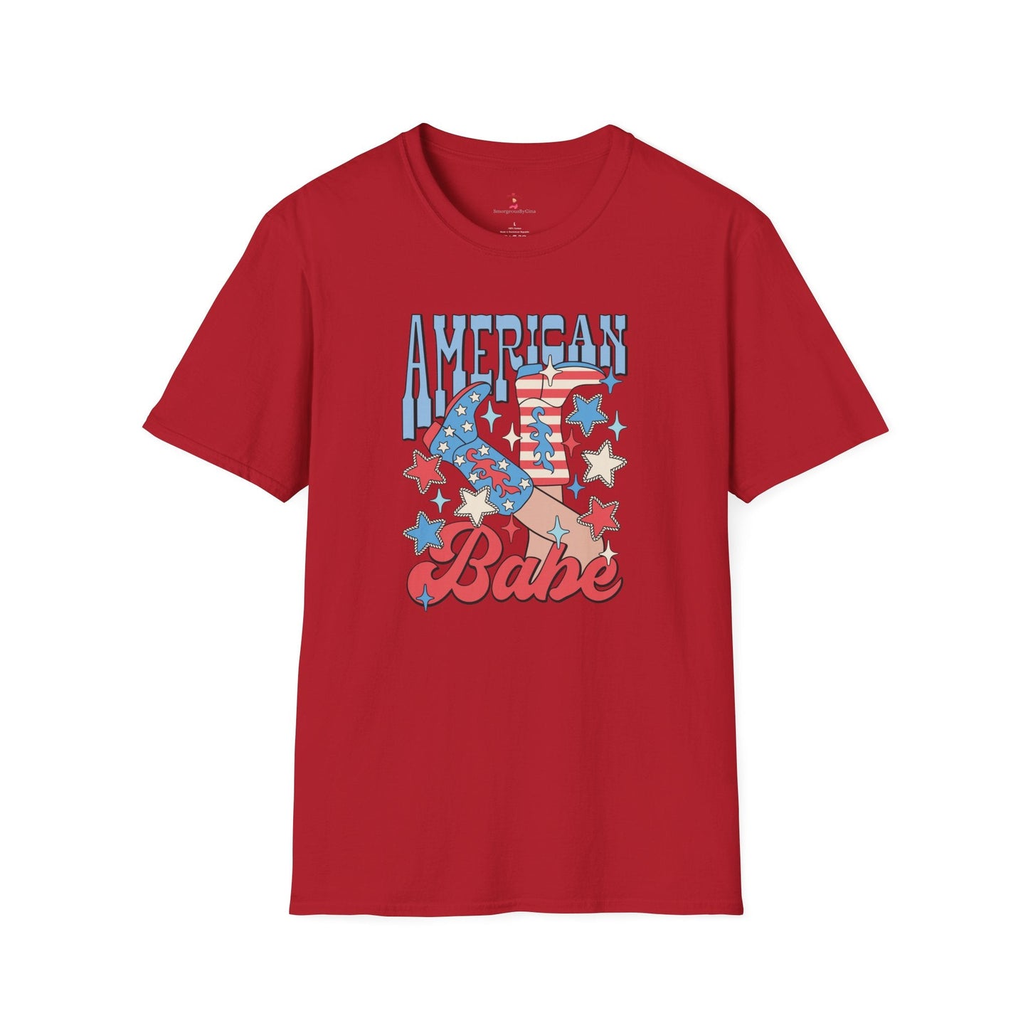 American Babe, 4th of July, Cowgirl, Softstyle T-Shirt - SmorgeousByGina
