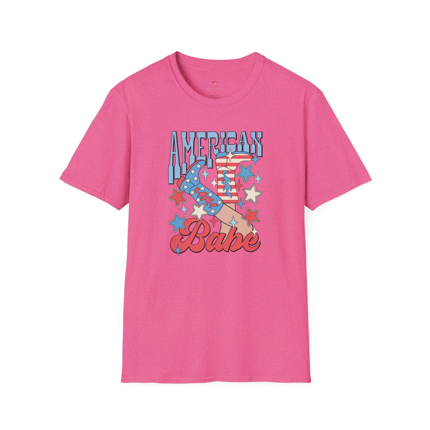 American Babe, 4th of July, Cowgirl, Softstyle T-Shirt - SmorgeousByGina