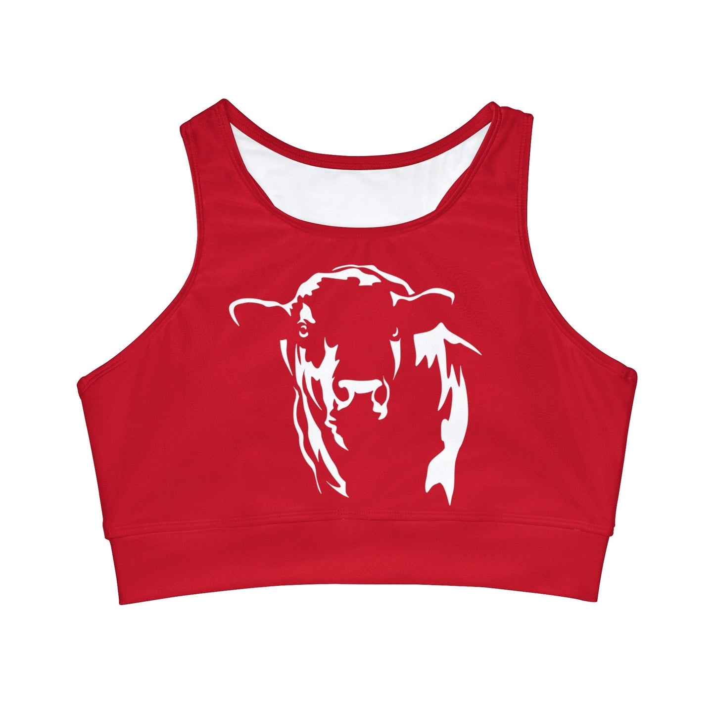 Angus Bikini Top, Angus Bull Top, Angus, Angus Swimsuit, High Neck Crop Bikini Top (AOP) - SmorgeousByGina