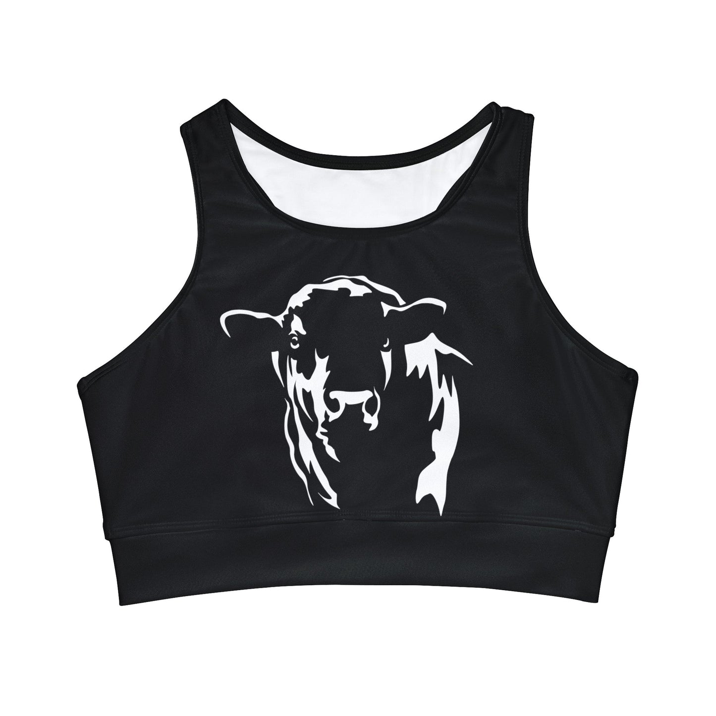 Angus Bikini Top, Angus Bull Top, Angus, Angus Swimsuit, High Neck Crop Bikini Top (AOP) - SmorgeousByGina