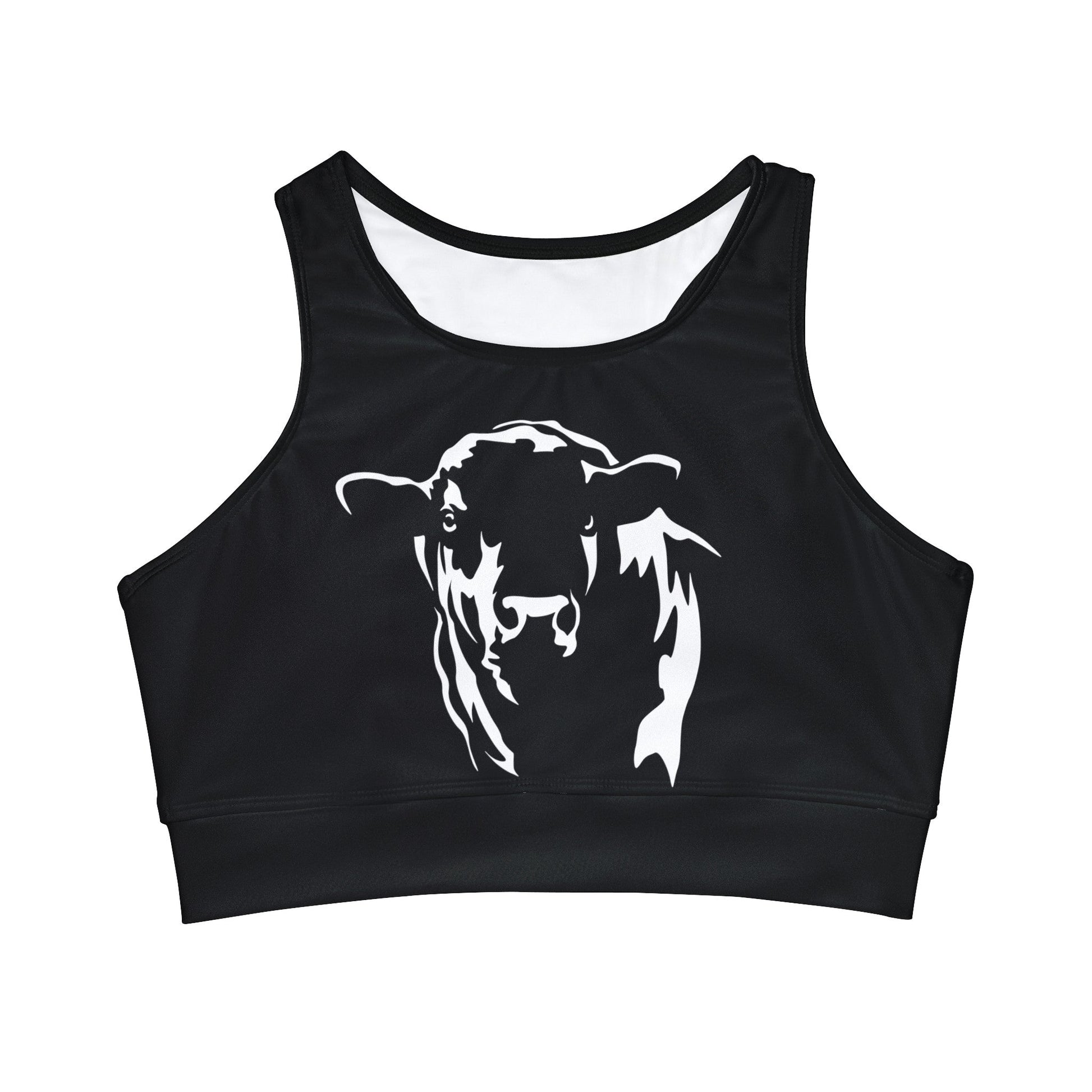 Angus Bikini Top, Angus Bull Top, Angus, Angus Swimsuit, High Neck Crop Bikini Top (AOP) - SmorgeousByGina