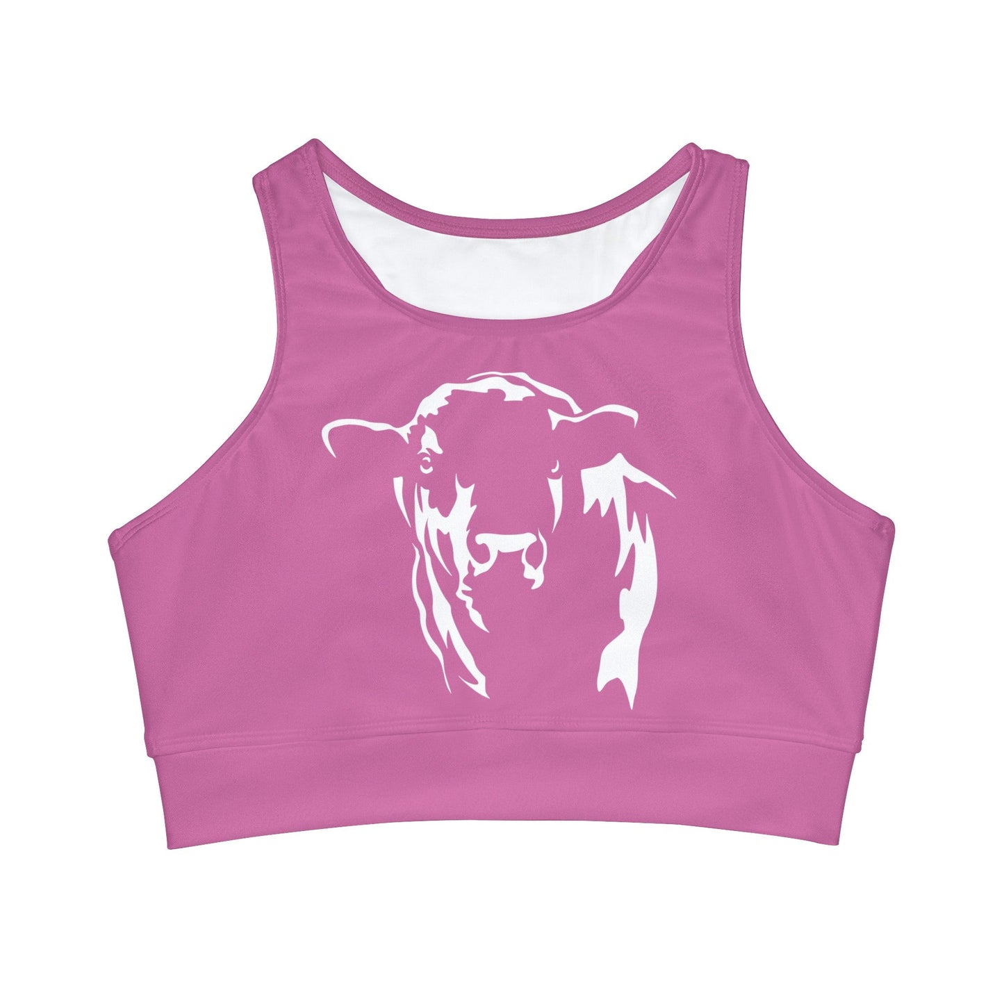 Angus Bikini Top, Angus Bull Top, Angus, Angus Swimsuit, High Neck Crop Bikini Top (AOP) - SmorgeousByGina