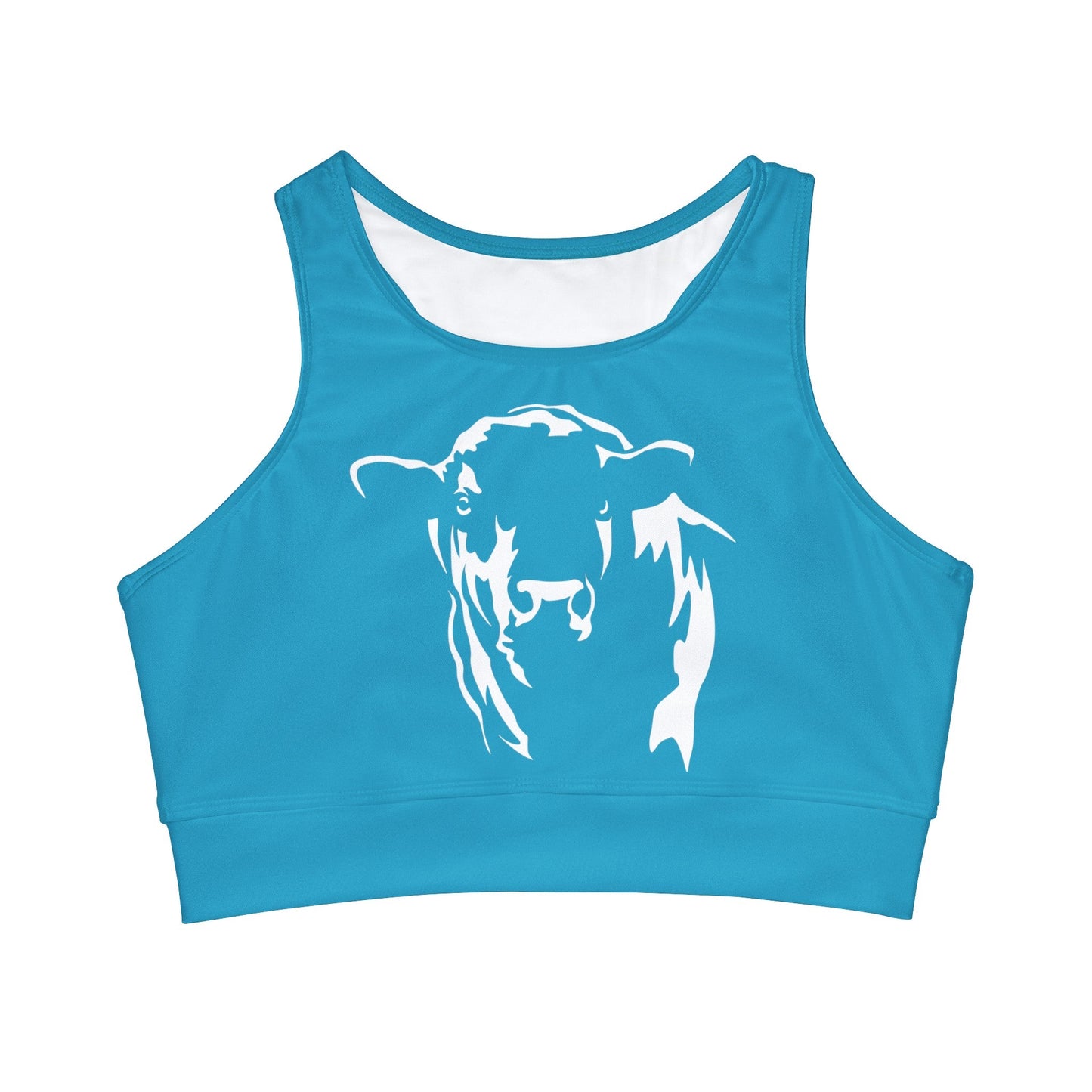 Angus Bikini Top, Angus Bull Top, Angus, Angus Swimsuit, High Neck Crop Bikini Top (AOP) - SmorgeousByGina