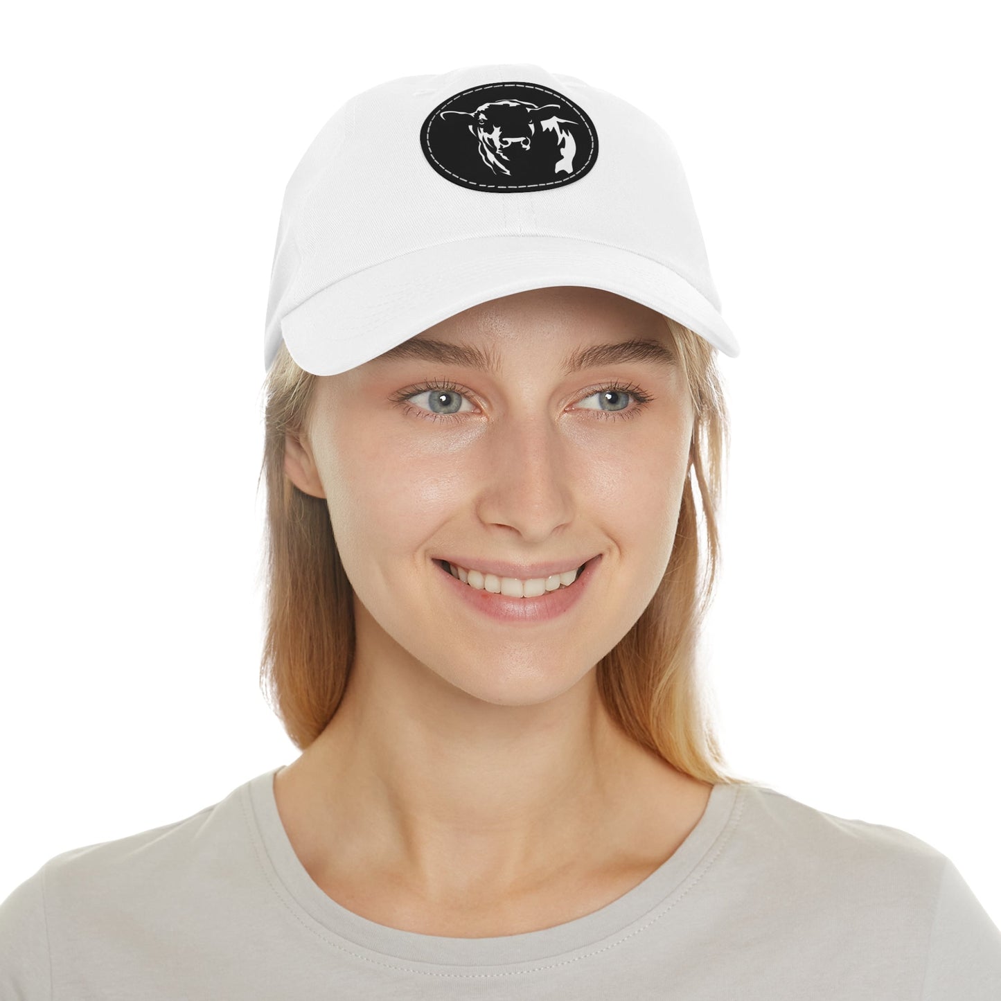 Angus Bull, Angus, Beef, Dad Hat with Leather Patch (Round) - SmorgeousByGina