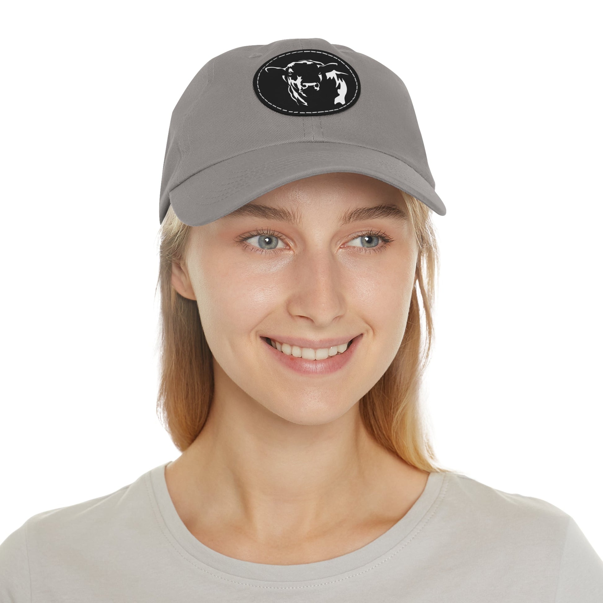 Angus Bull, Angus, Beef, Dad Hat with Leather Patch (Round) - SmorgeousByGina