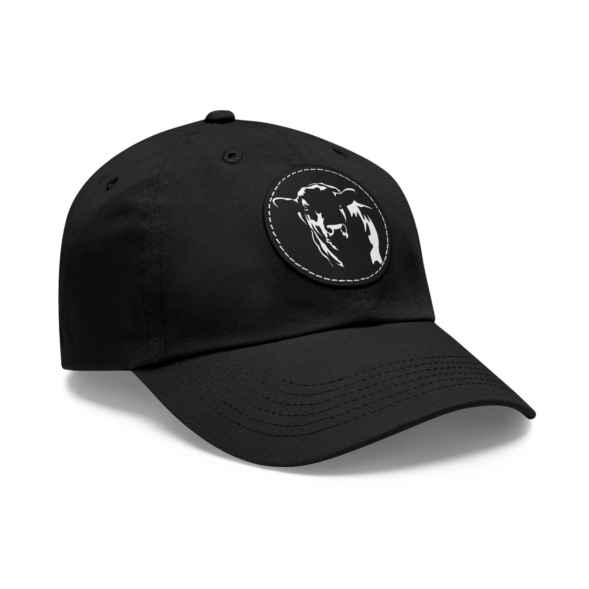 Angus Bull, Angus, Beef, Dad Hat with Leather Patch (Round) - SmorgeousByGina
