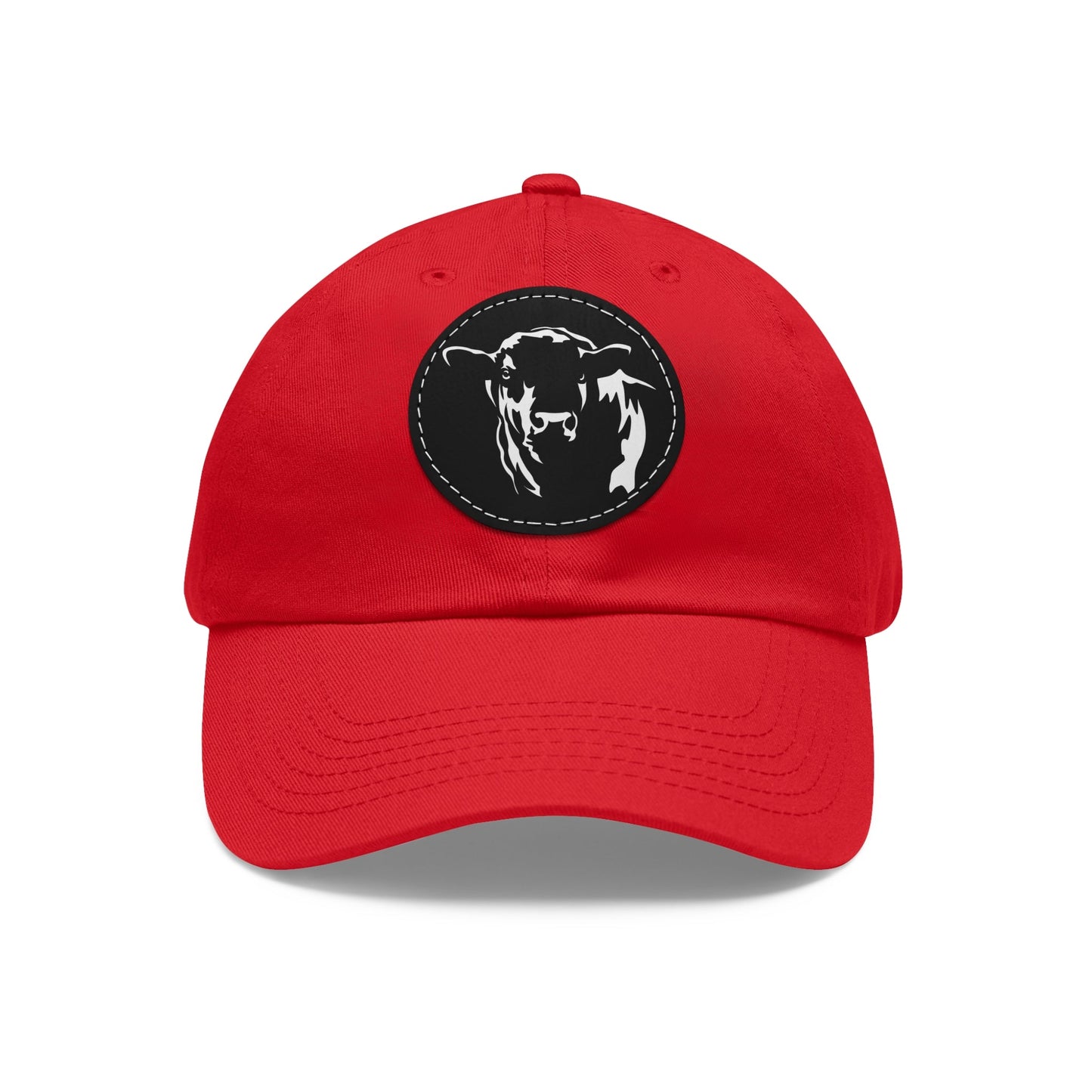 Angus Bull, Angus, Beef, Dad Hat with Leather Patch (Round) - SmorgeousByGina