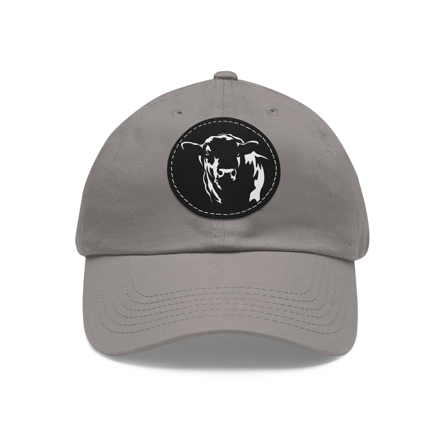 Angus Bull, Angus, Beef, Dad Hat with Leather Patch (Round) - SmorgeousByGina
