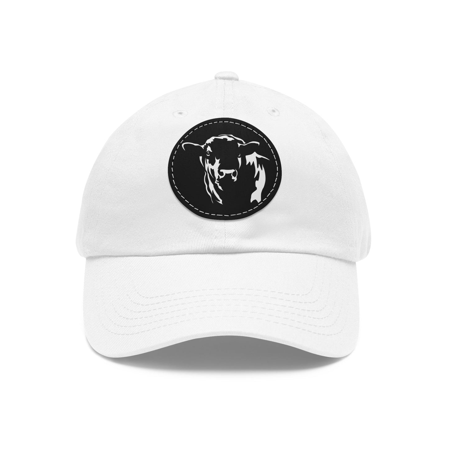 Angus Bull, Angus, Beef, Dad Hat with Leather Patch (Round) - SmorgeousByGina
