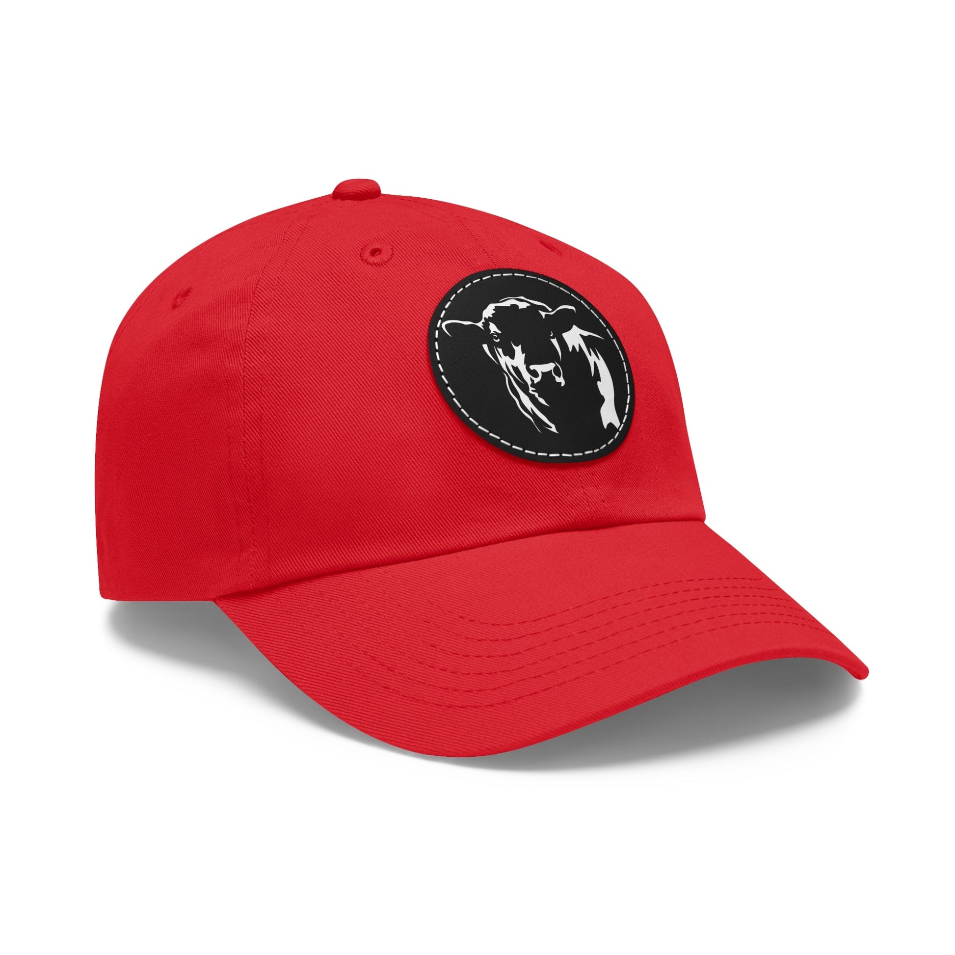 Angus Bull, Angus, Beef, Dad Hat with Leather Patch (Round) - SmorgeousByGina