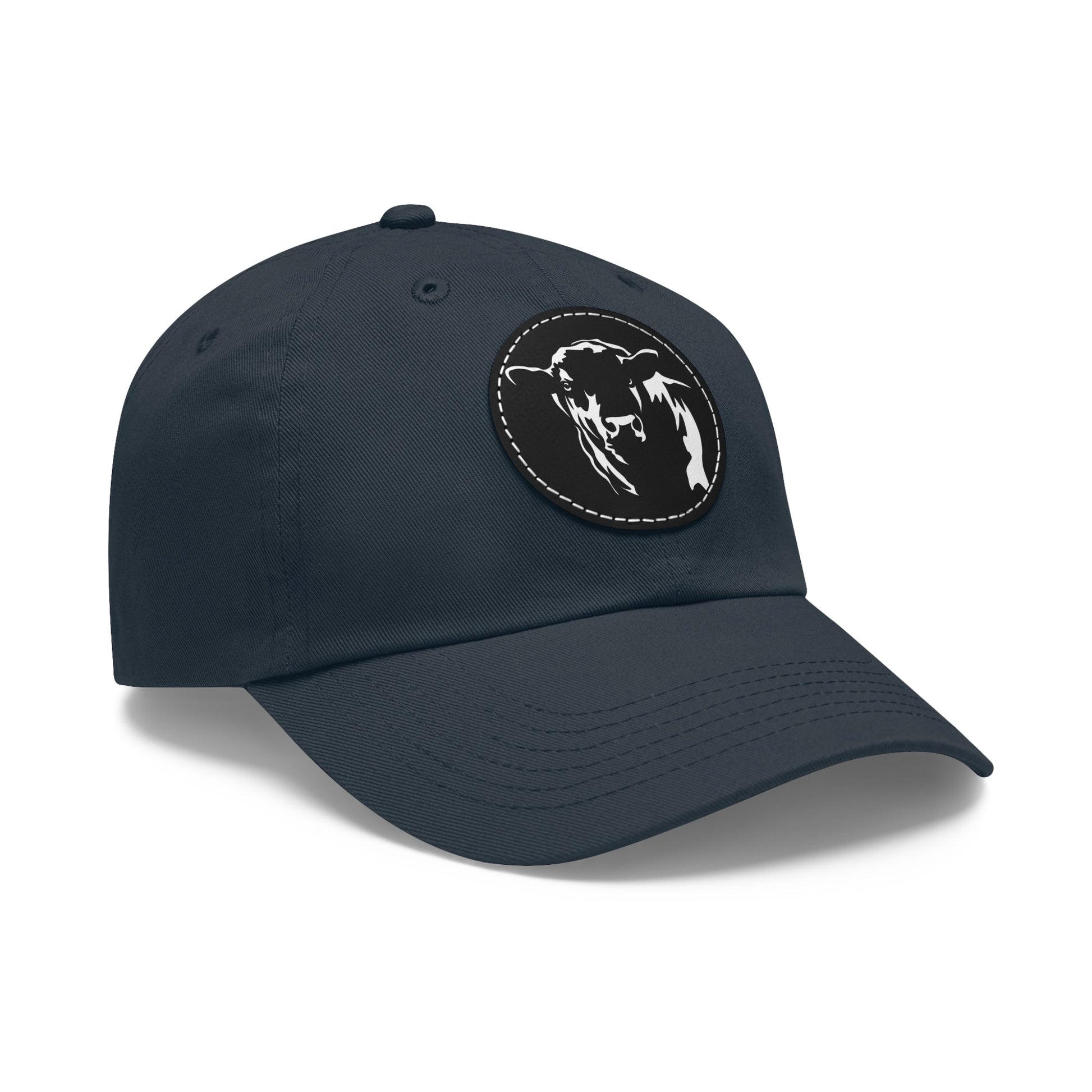 Angus Bull, Angus, Beef, Dad Hat with Leather Patch (Round) - SmorgeousByGina