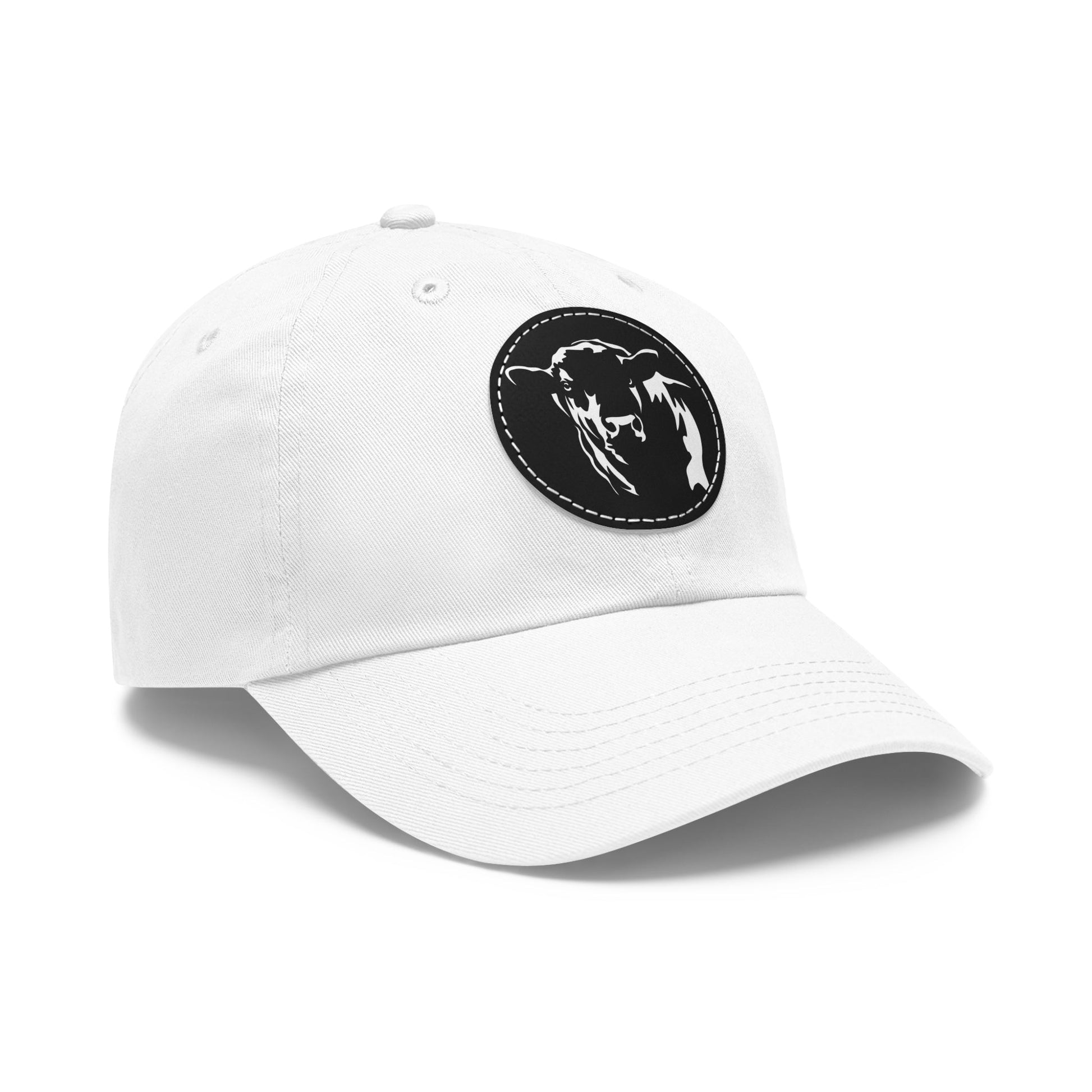 Angus Bull, Angus, Beef, Dad Hat with Leather Patch (Round) - SmorgeousByGina