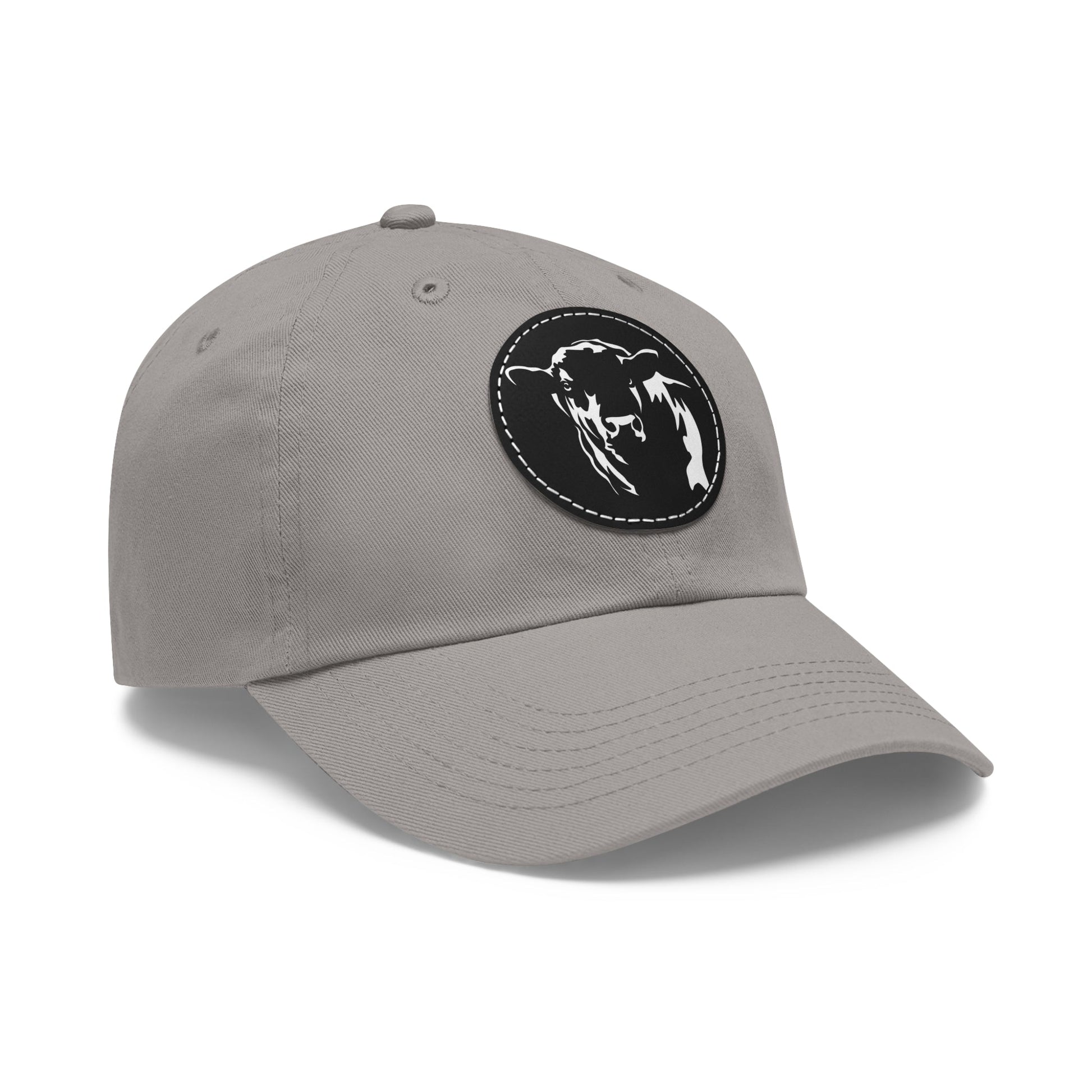 Angus Bull, Angus, Beef, Dad Hat with Leather Patch (Round) - SmorgeousByGina
