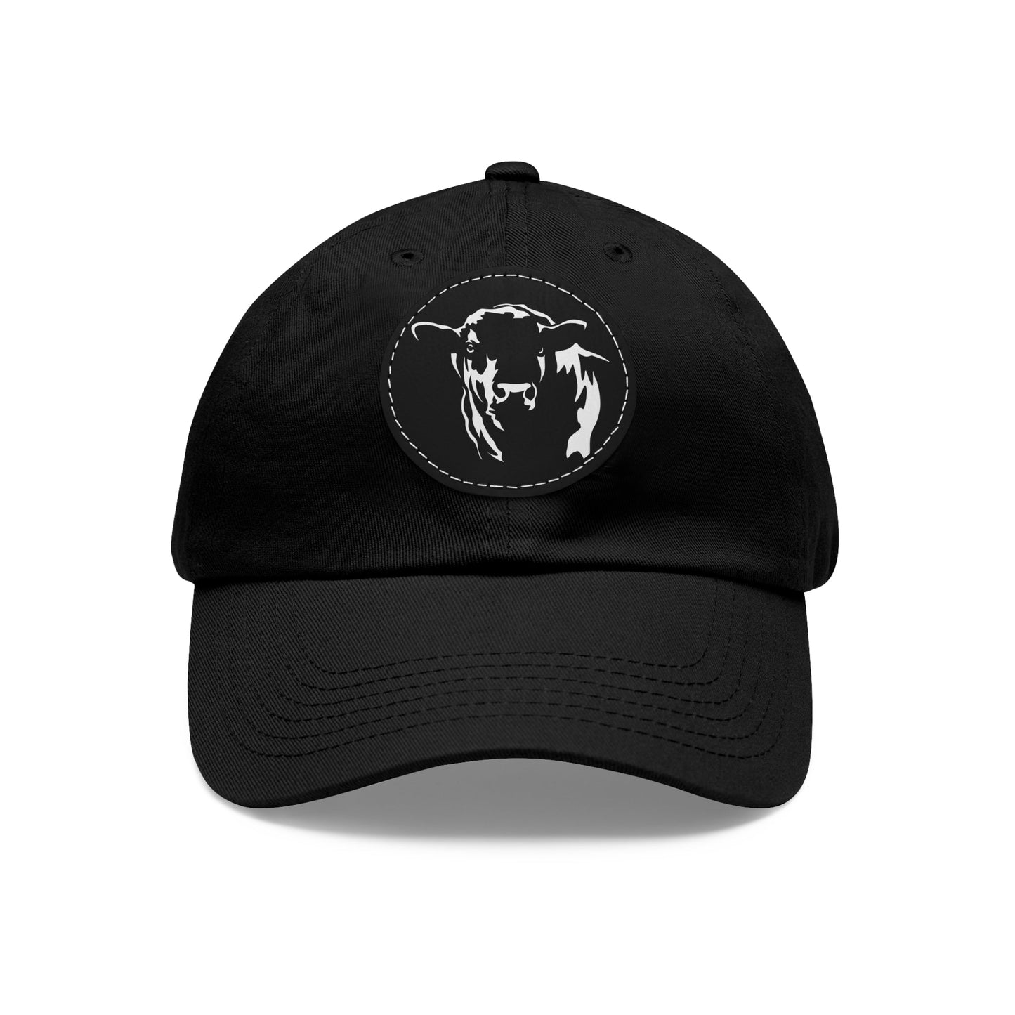 Angus Bull, Angus, Beef, Dad Hat with Leather Patch (Round) - SmorgeousByGina