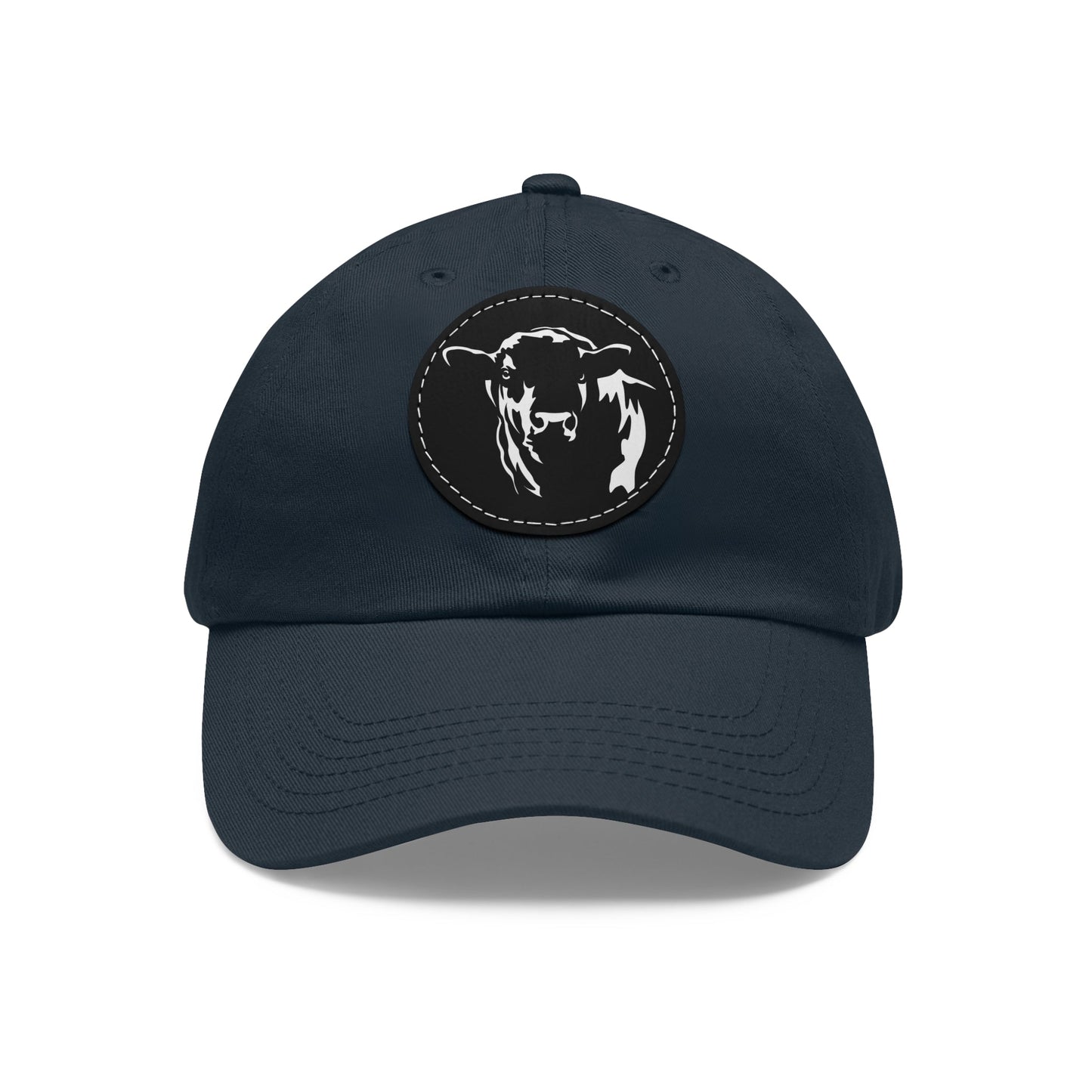 Angus Bull, Angus, Beef, Dad Hat with Leather Patch (Round) - SmorgeousByGina