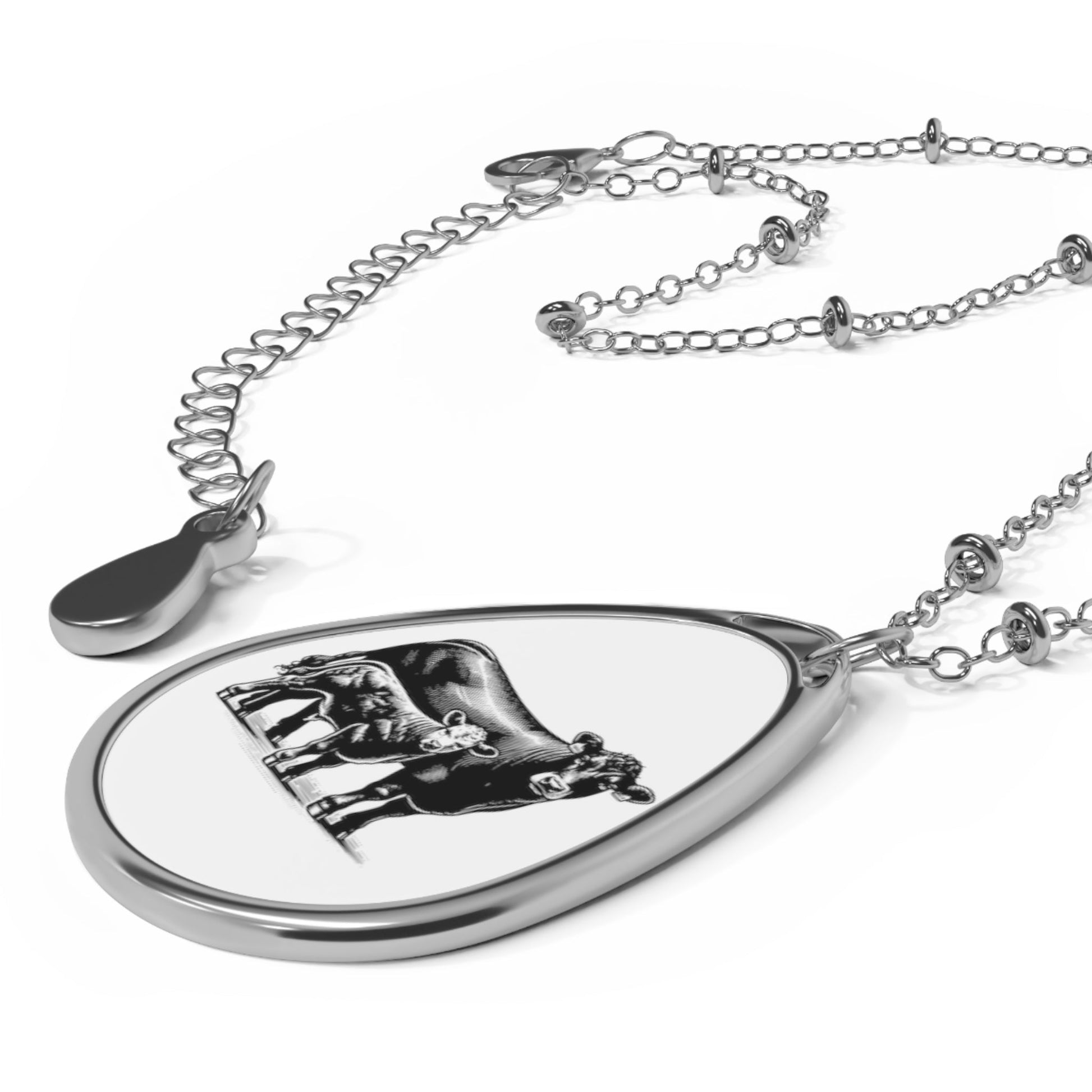 Angus Necklace, Black Angus Cattle Pendant, Cow Lover, Beef, Oval Necklace - SmorgeousByGina