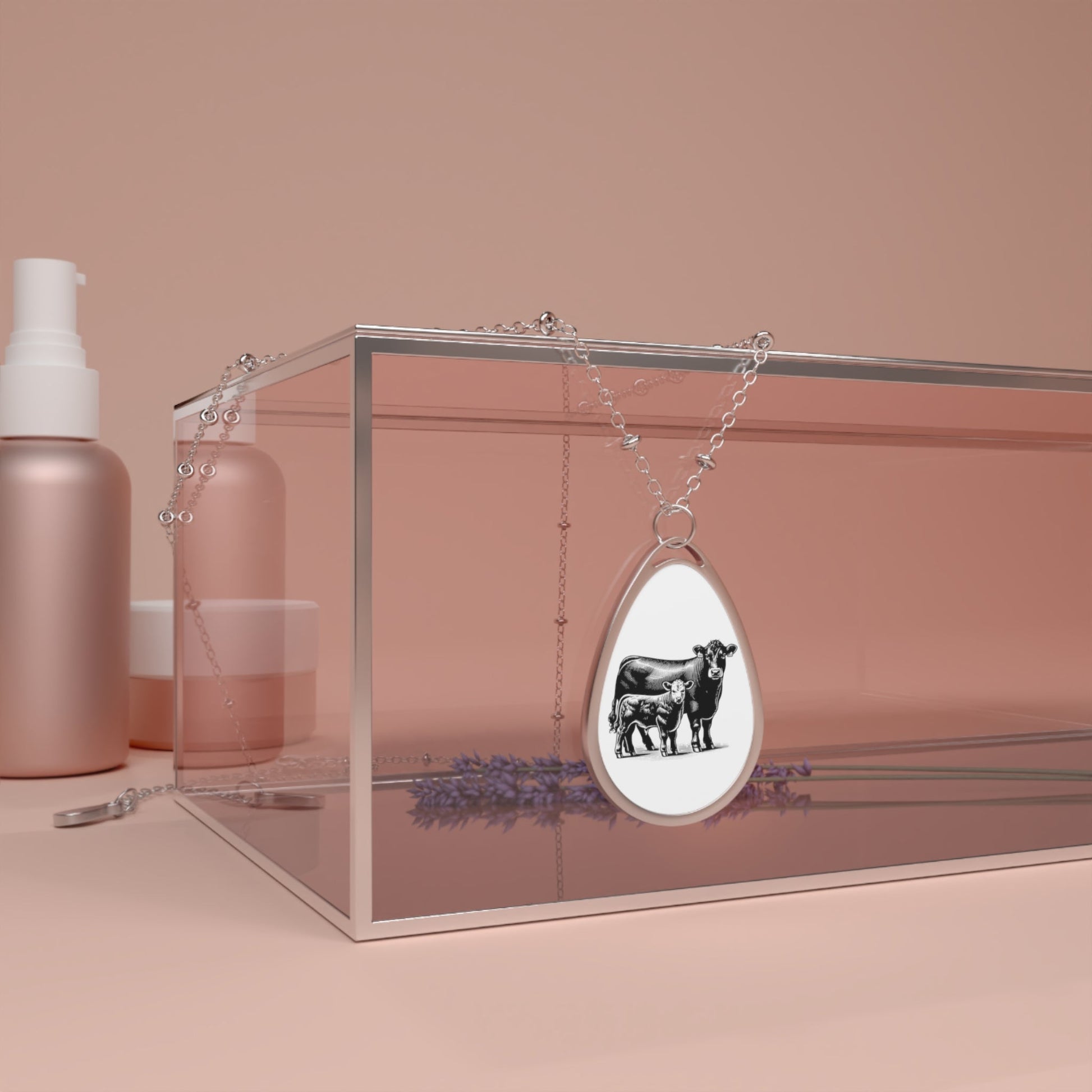 Angus Necklace, Black Angus Cattle Pendant, Cow Lover, Beef, Oval Necklace - SmorgeousByGina