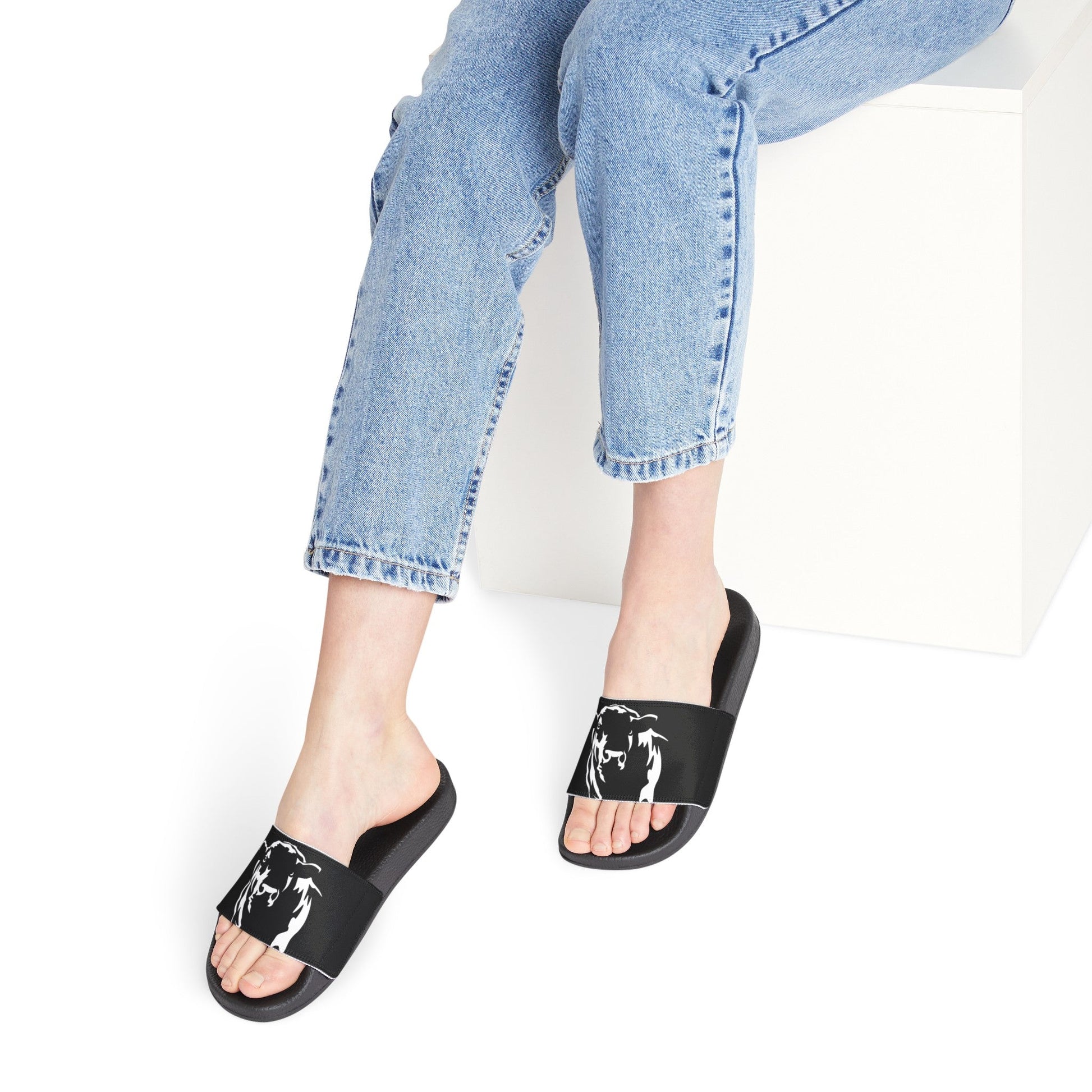Angus Sandal, Angus Slides, Women's PU Slide Sandals, Eat Beef, Support Beef - SmorgeousByGina