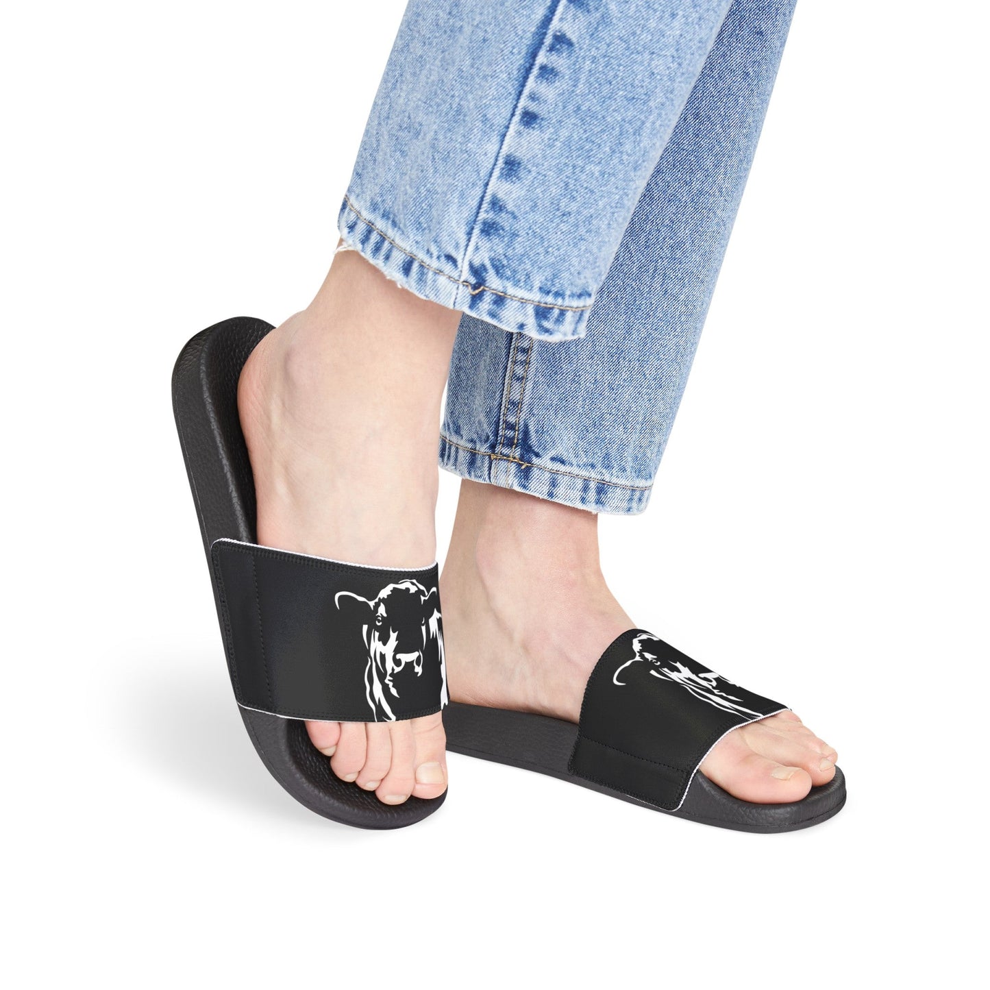 Angus Sandal, Angus Slides, Women's PU Slide Sandals, Eat Beef, Support Beef - SmorgeousByGina