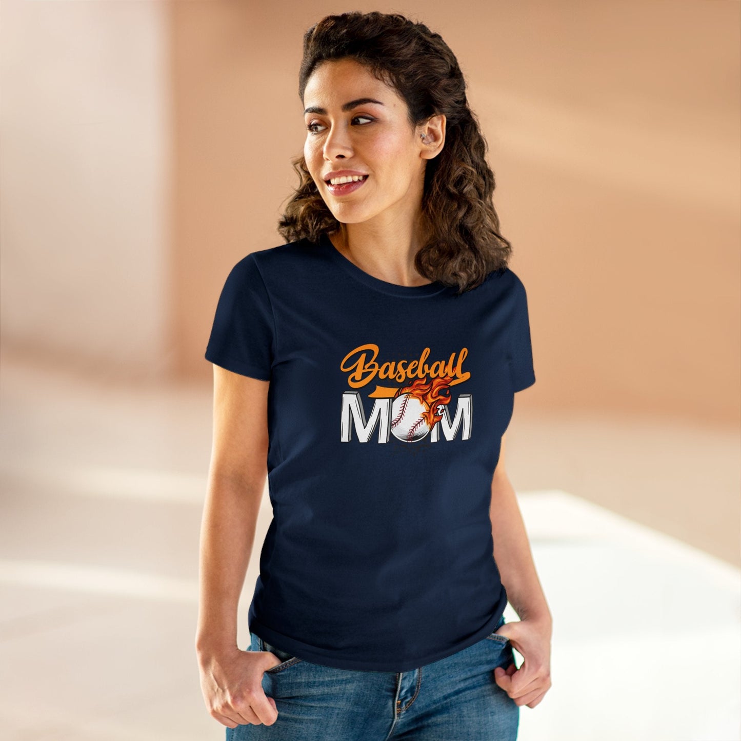 Baseball Mom Shirt, Women's Midweight Cotton Tee - SmorgeousByGina