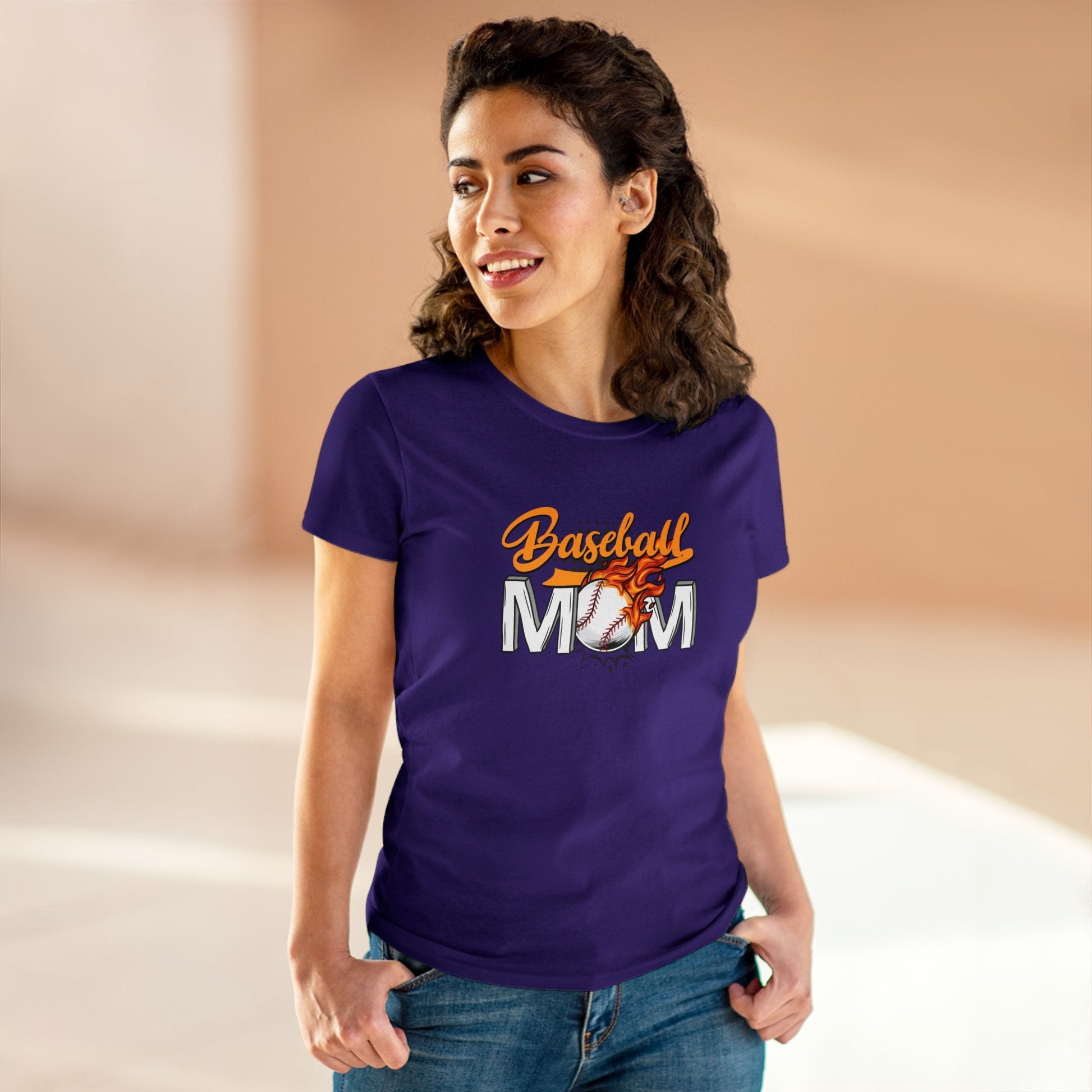 Baseball Mom Shirt, Women's Midweight Cotton Tee - SmorgeousByGina