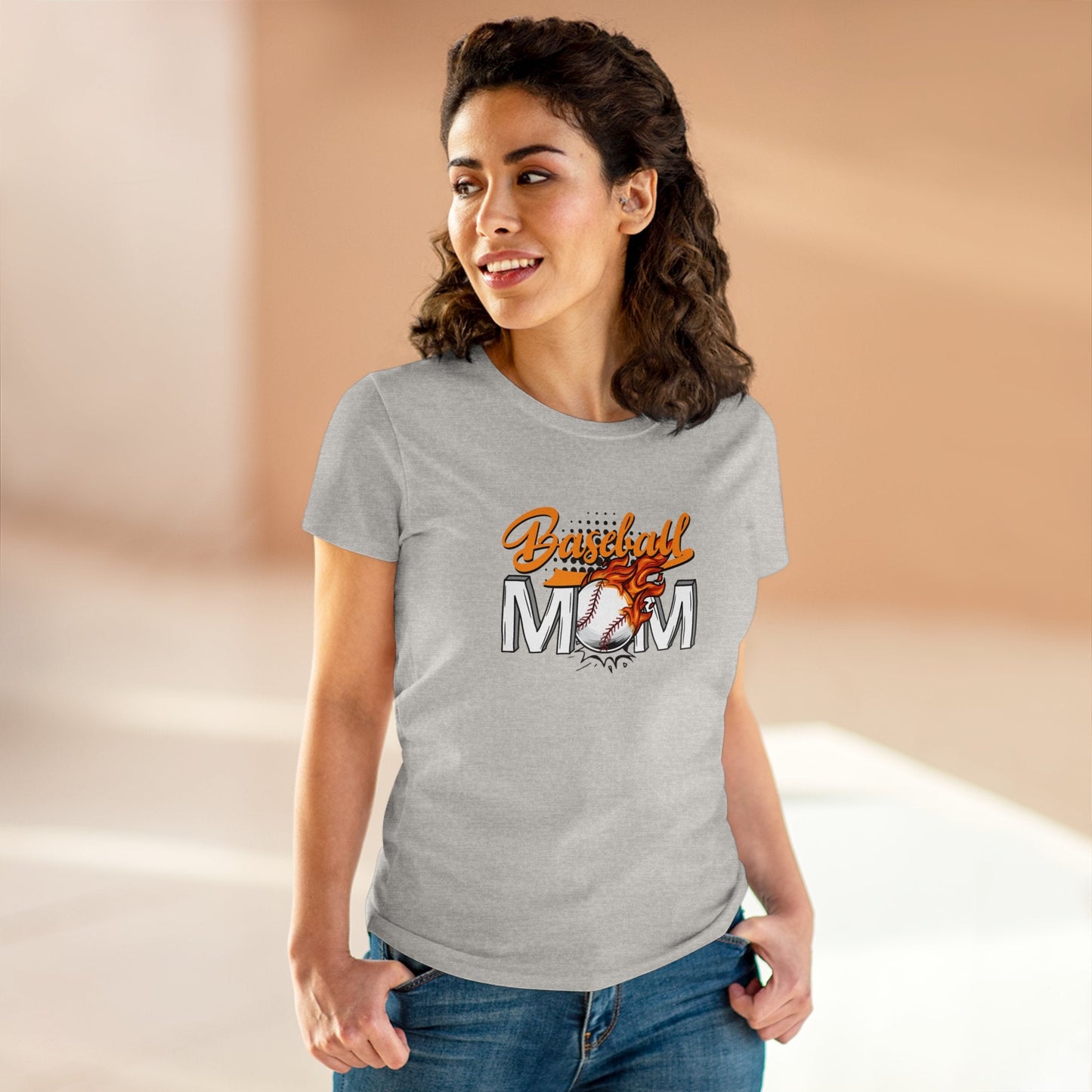 Baseball Mom Shirt, Women's Midweight Cotton Tee - SmorgeousByGina