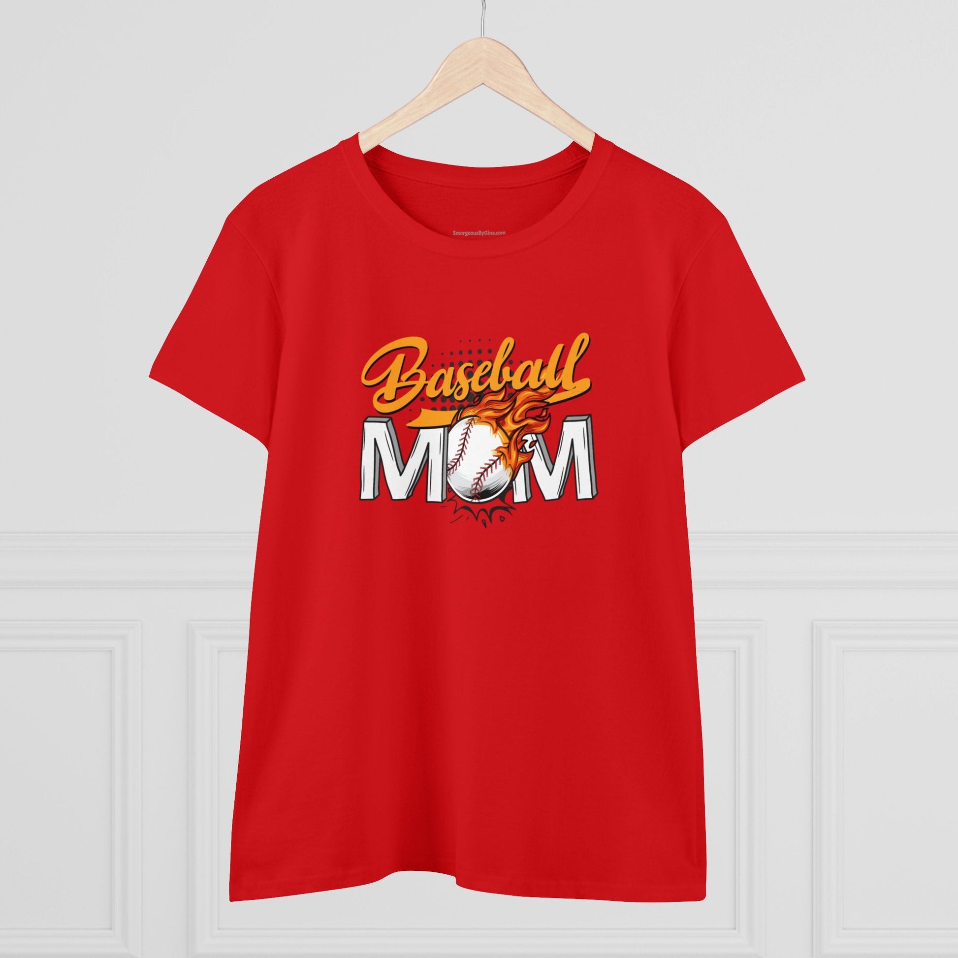 Baseball Mom Shirt, Women's Midweight Cotton Tee - SmorgeousByGina