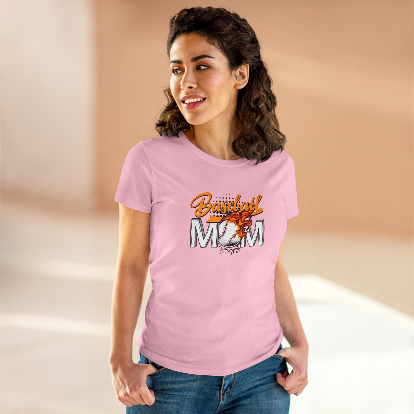 Baseball Mom Shirt, Women's Midweight Cotton Tee - SmorgeousByGina