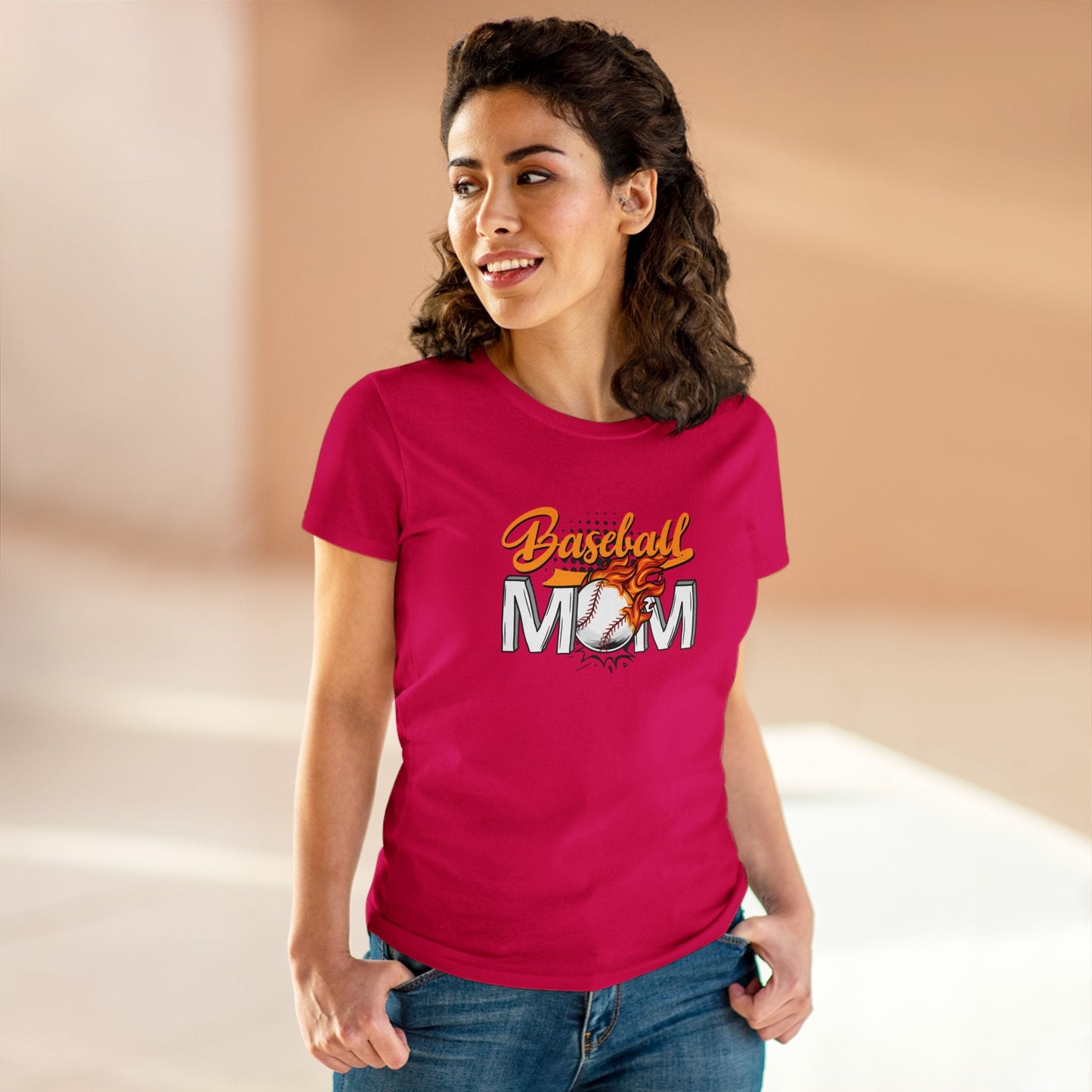 Baseball Mom Shirt, Women's Midweight Cotton Tee - SmorgeousByGina