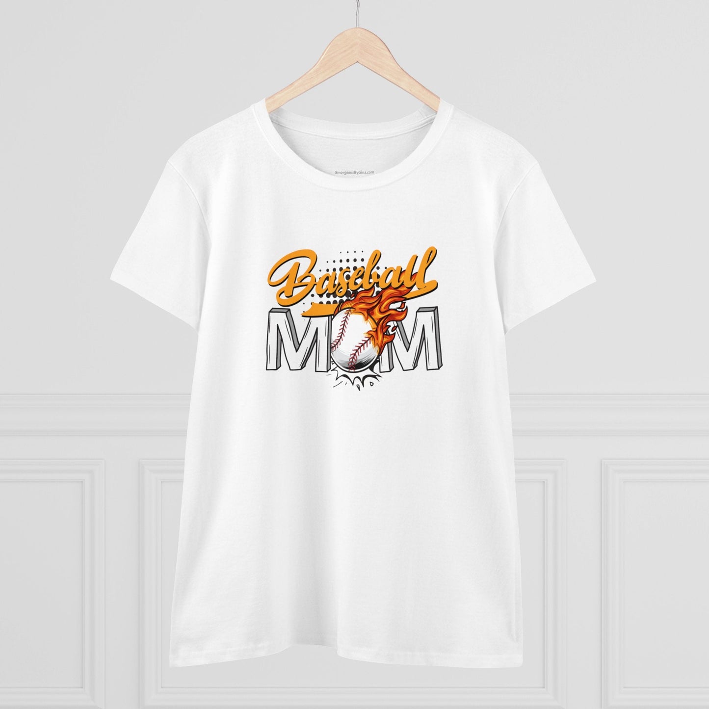 Baseball Mom Shirt, Women's Midweight Cotton Tee - SmorgeousByGina