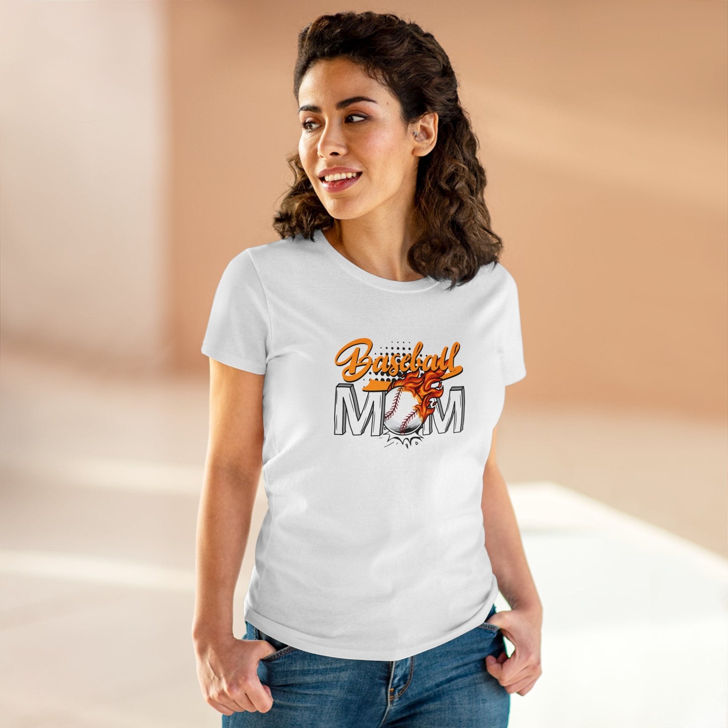 Baseball Mom Shirt, Women's Midweight Cotton Tee - SmorgeousByGina