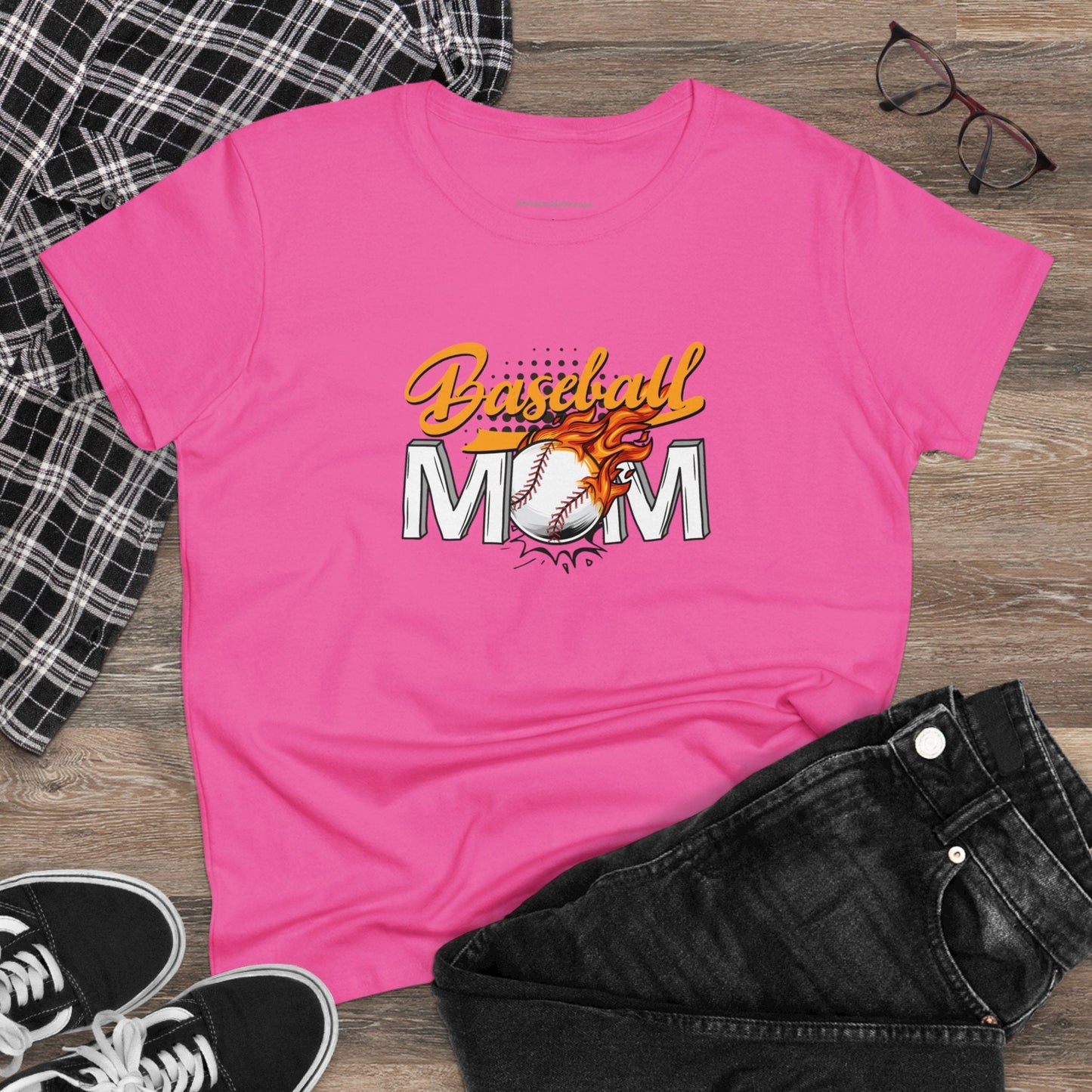 Baseball Mom Shirt, Women's Midweight Cotton Tee - SmorgeousByGina