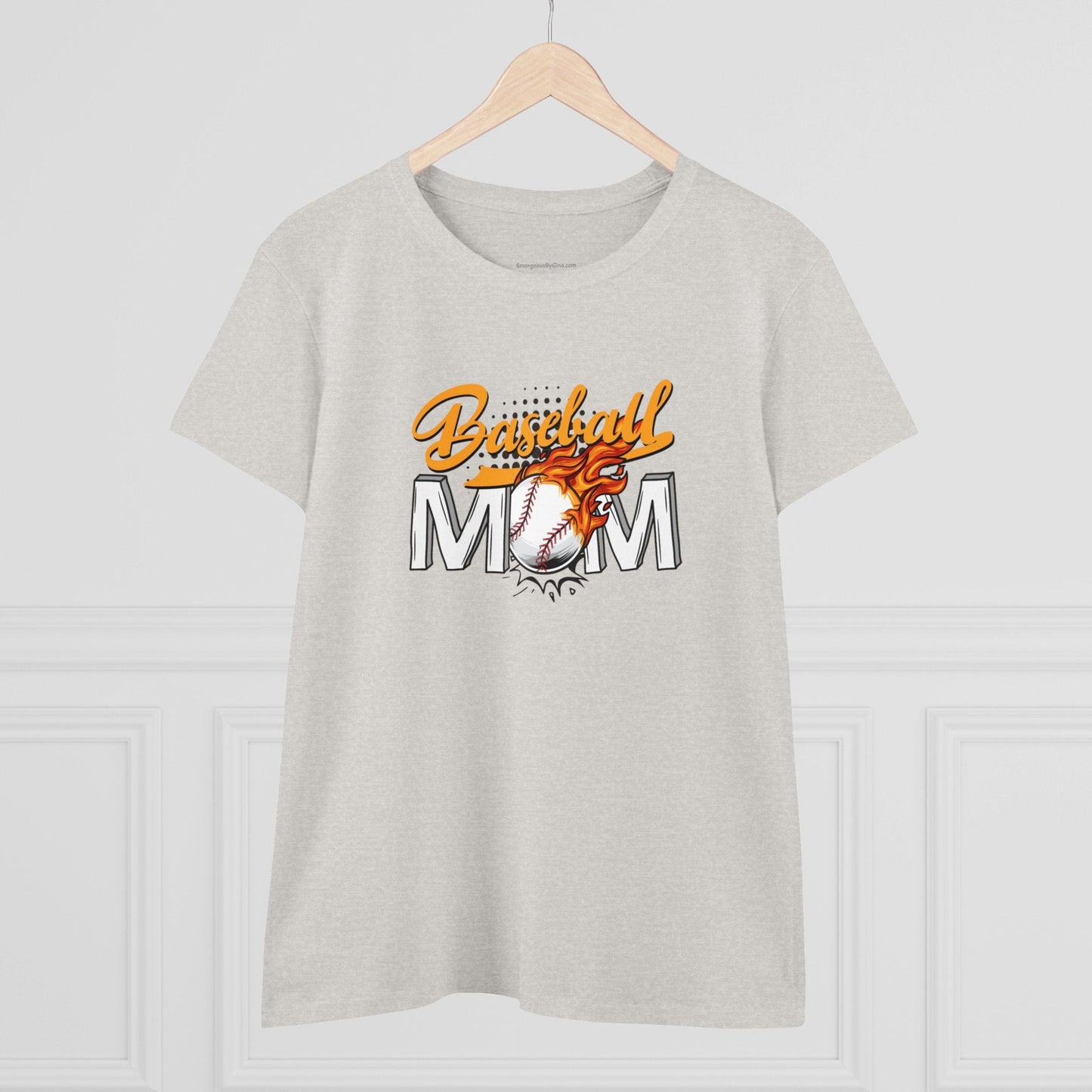 Baseball Mom Shirt, Women's Midweight Cotton Tee - SmorgeousByGina