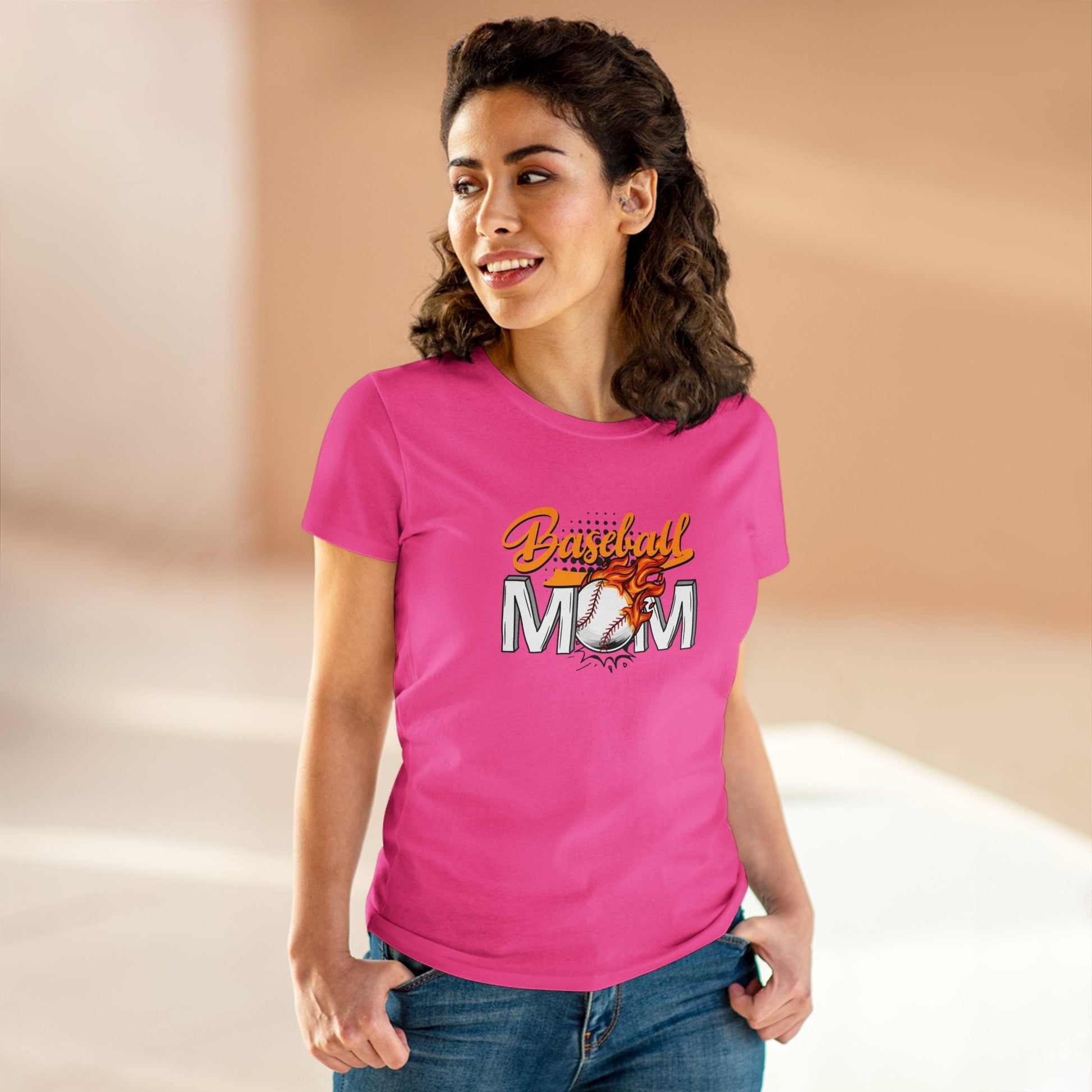 Baseball Mom Shirt, Women's Midweight Cotton Tee - SmorgeousByGina