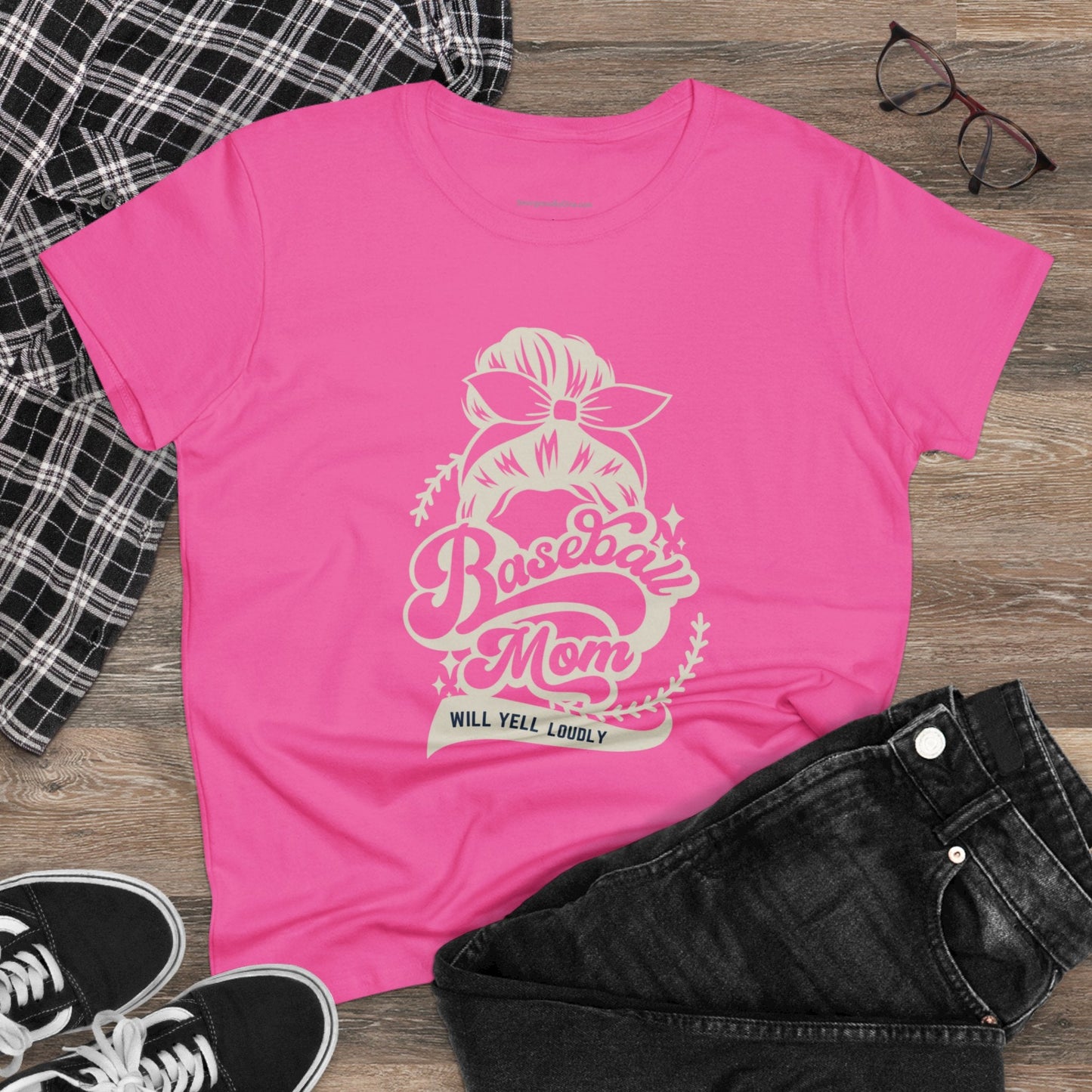 Baseball Mom Tee, Women's Midweight Cotton Tee - SmorgeousByGina